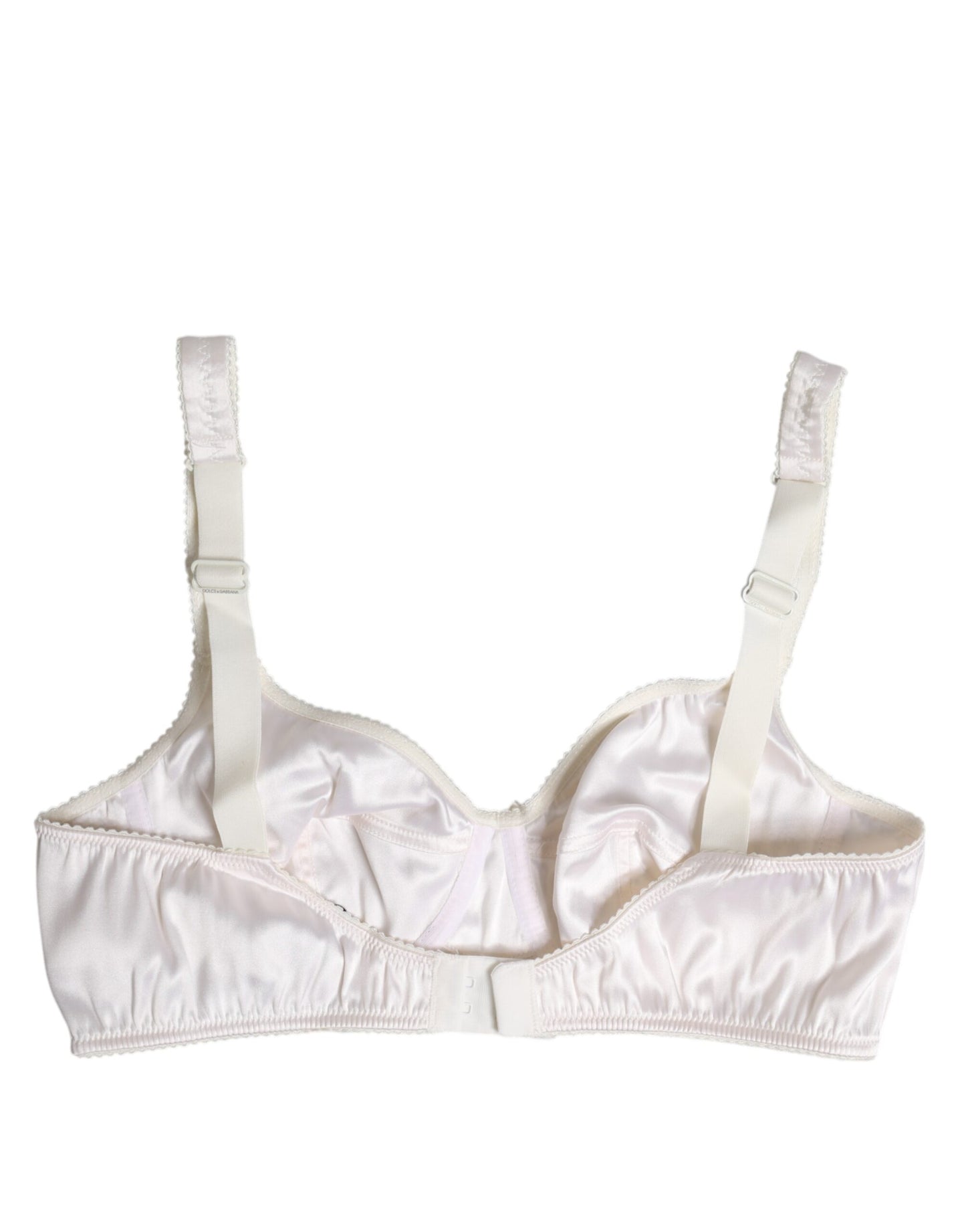 Dolce & Gabbana White Silk Balconette Non Wire Bra Underwear Dolce & Gabbana