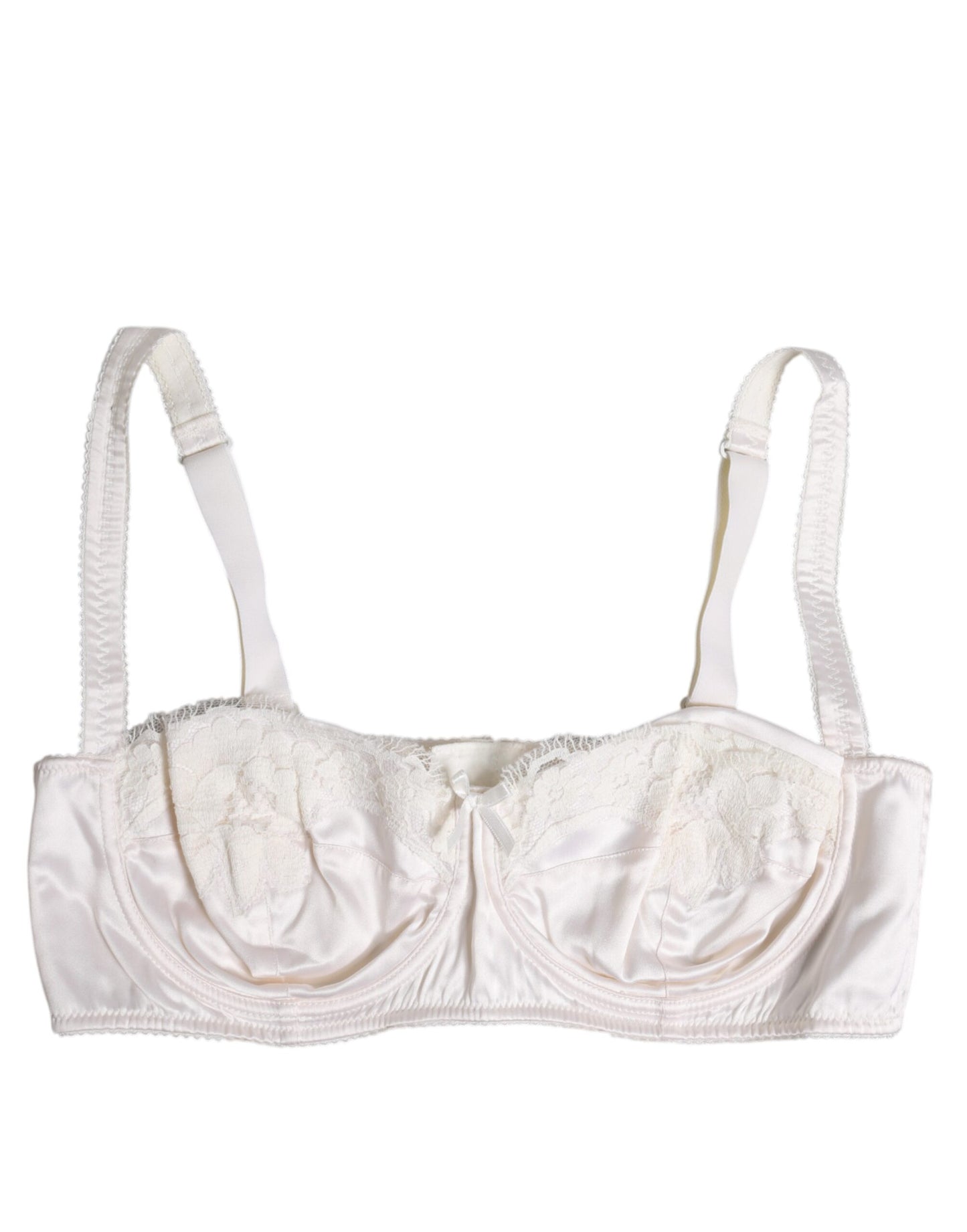 Dolce & Gabbana White Silk Underwired Balconette Bra Underwear Dolce & Gabbana