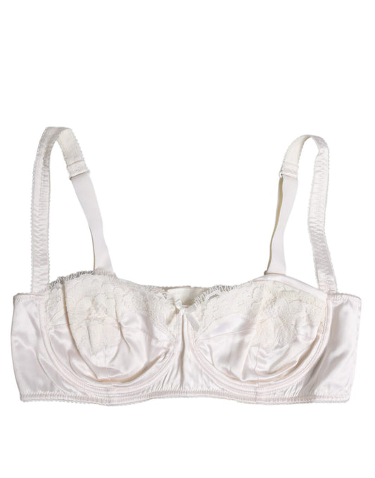 Dolce & Gabbana White Silk Underwired Balconette Bra Underwear Dolce & Gabbana