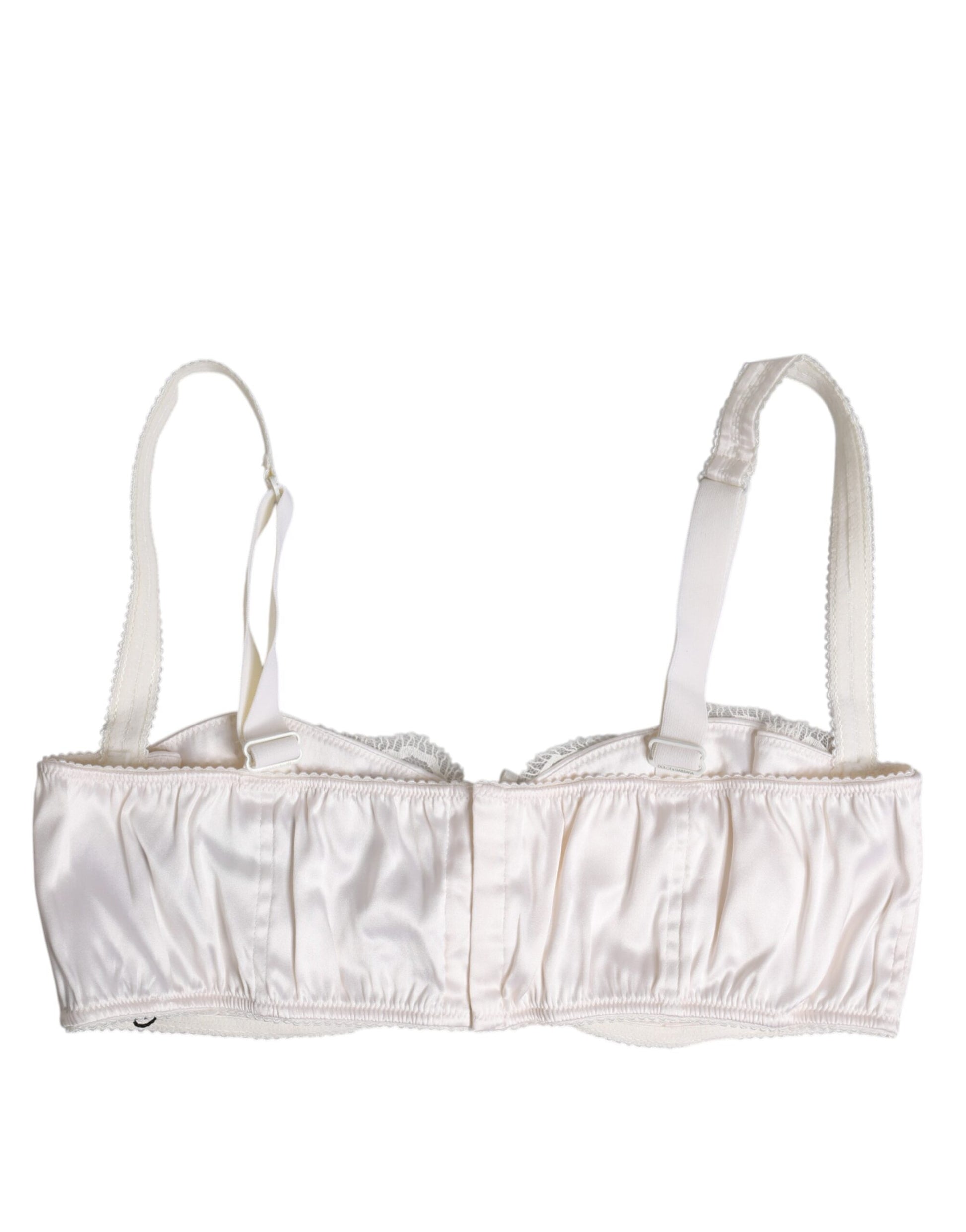 Dolce & Gabbana White Silk Underwired Balconette Bra Underwear Dolce & Gabbana