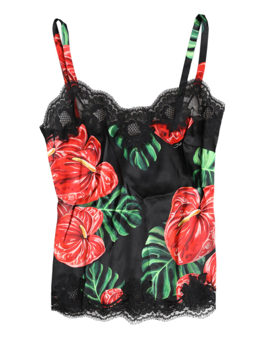 Dolce & Gabbana Multicolor Floral Silk Tank Lingerie Underwear Dolce & Gabbana