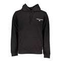 Tommy Hilfiger men's black cotton sweatshirt with logo detail and ribbed cuffs, casual and comfortable fashion piece.