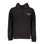 Tommy Hilfiger men's black cotton sweatshirt with logo detail and ribbed cuffs, casual and comfortable fashion piece.