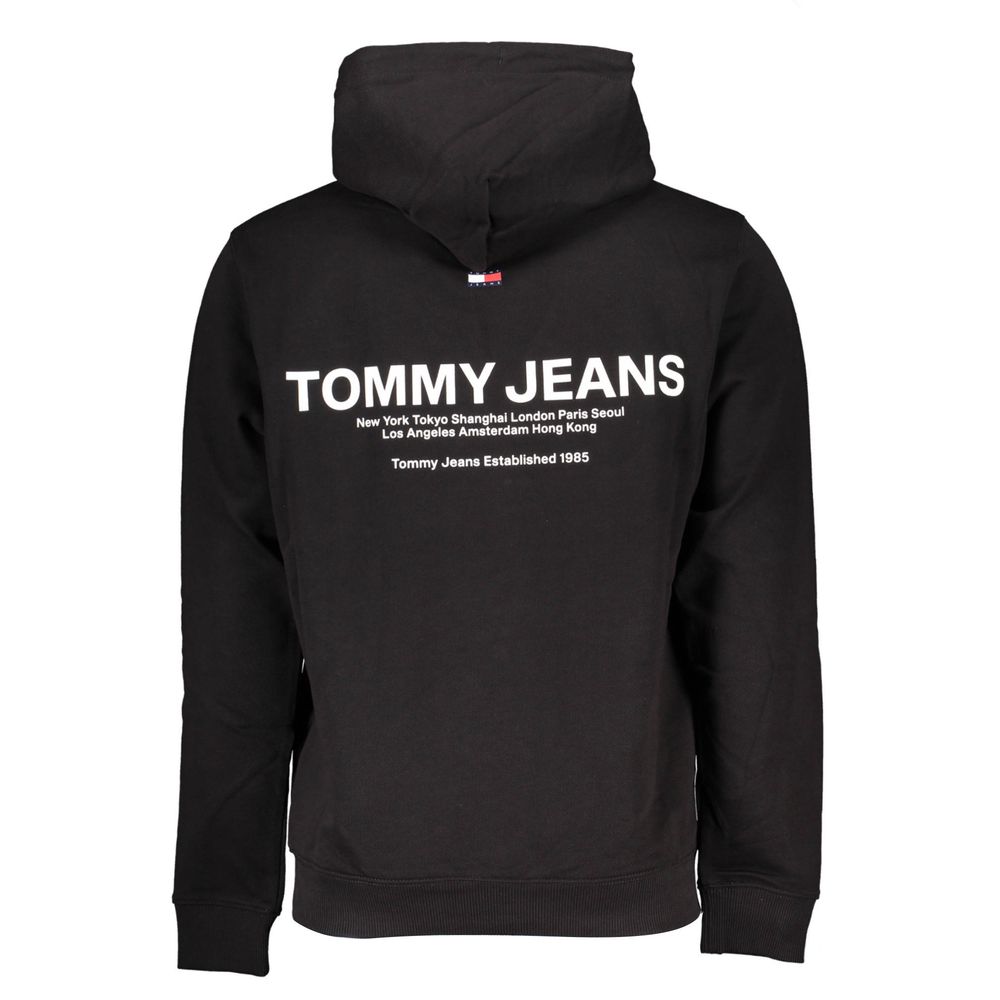 Tommy Hilfiger men's black cotton sweatshirt with logo detail, crew neck, and long sleeves, casual and comfortable fit.