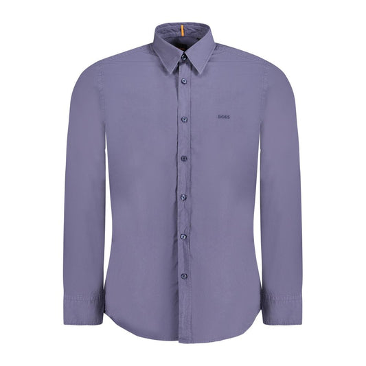 Hugo Boss Blue Cotton Men Shirt Hugo Boss