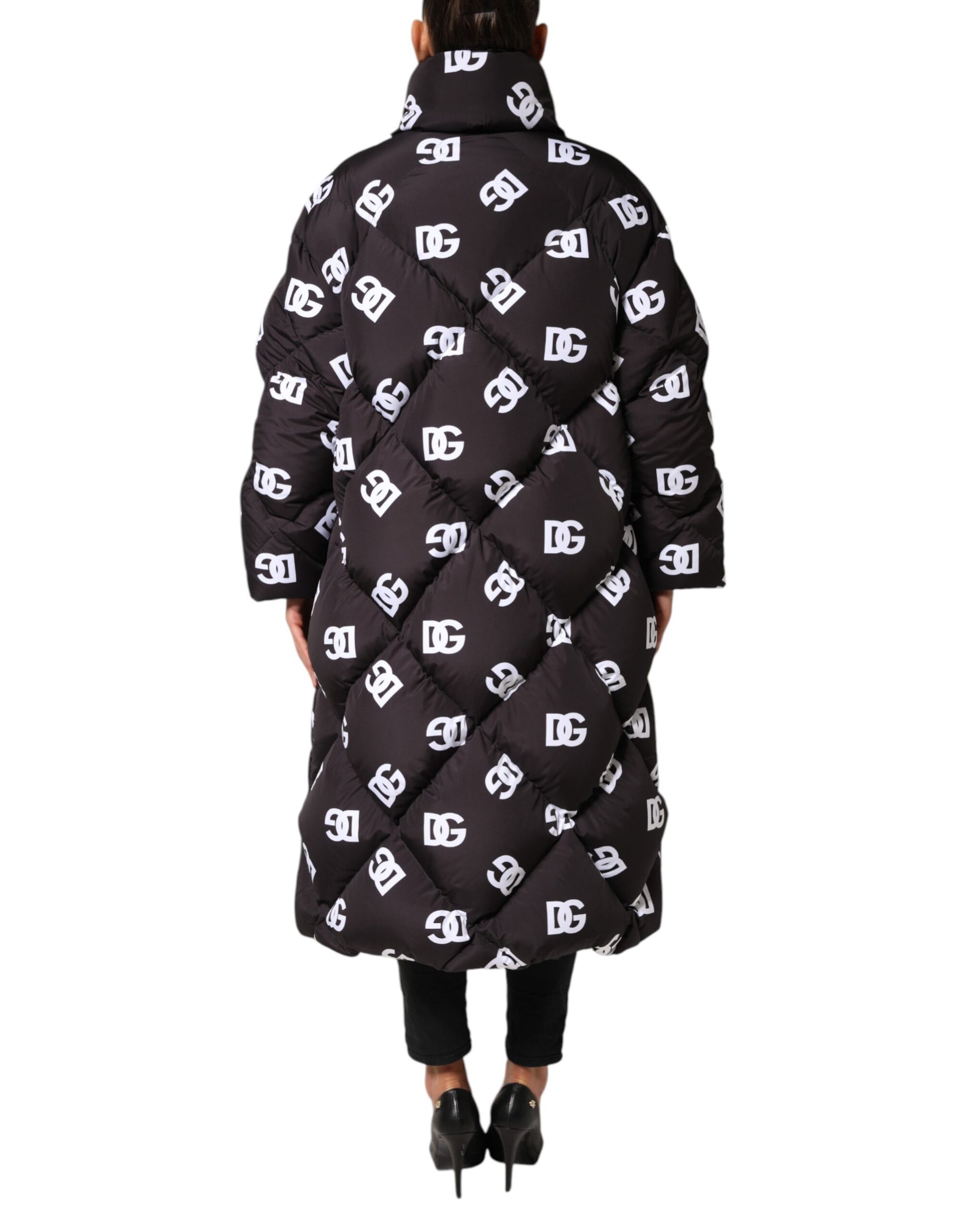 Dolce & Gabbana Black DG Mania Puffer Quilted Long Coat Jacket Dolce & Gabbana