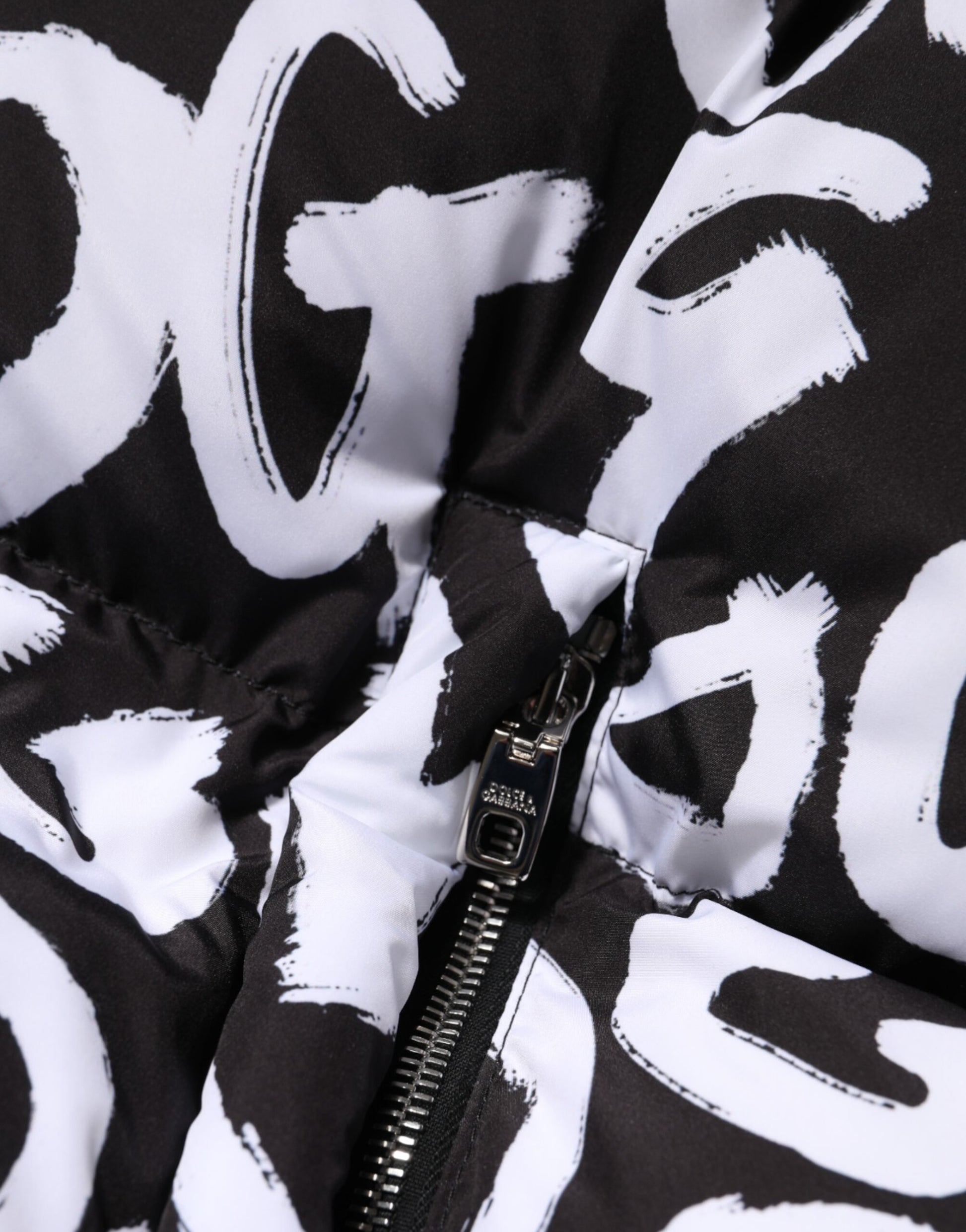 Dolce & Gabbana Black White DG Mania Hooded Long Coat Jacket Dolce & Gabbana
