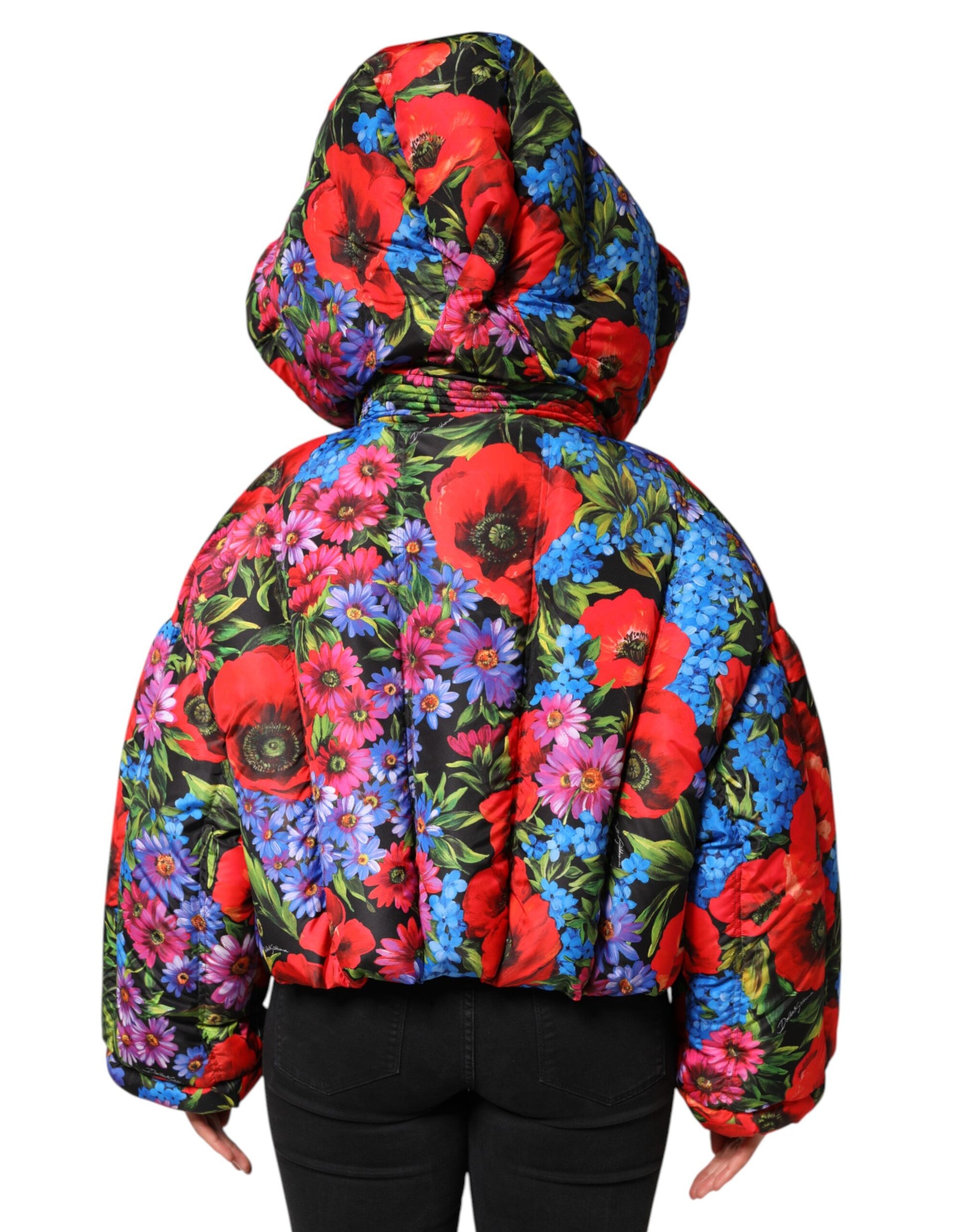 Dolce & Gabbana Multicolor Floral Hooded Puffer Coat Jacket Dolce & Gabbana