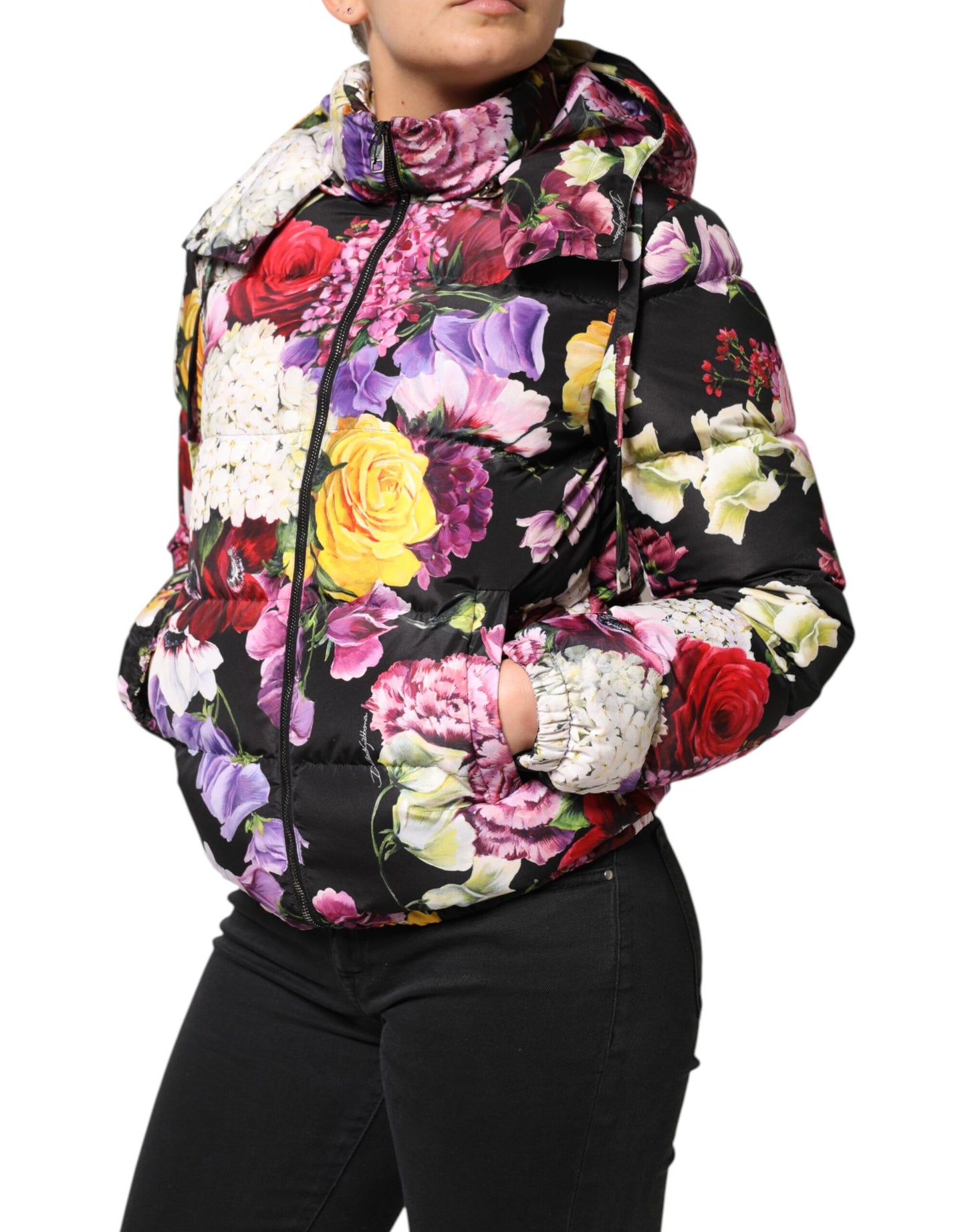 Dolce & Gabbana Multicolor Floral Hooded Puffer Quilted Jacket Dolce & Gabbana