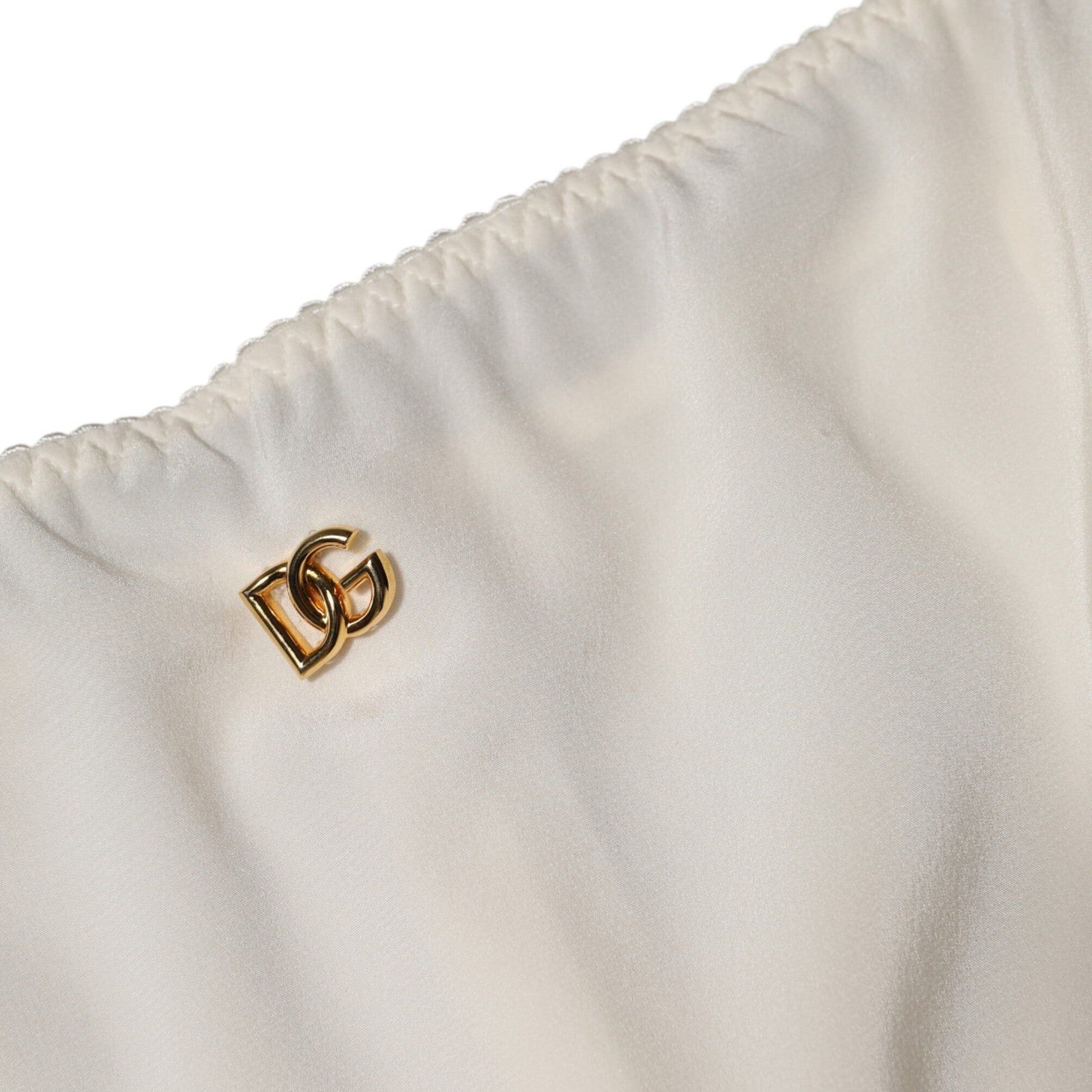Dolce & Gabbana White Full Slip DG Logo Silk Dress Sleepwear