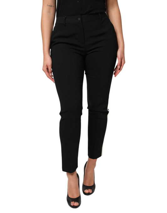 Dolce & Gabbana Black Wool High Waist Tapered Pants Dolce & Gabbana