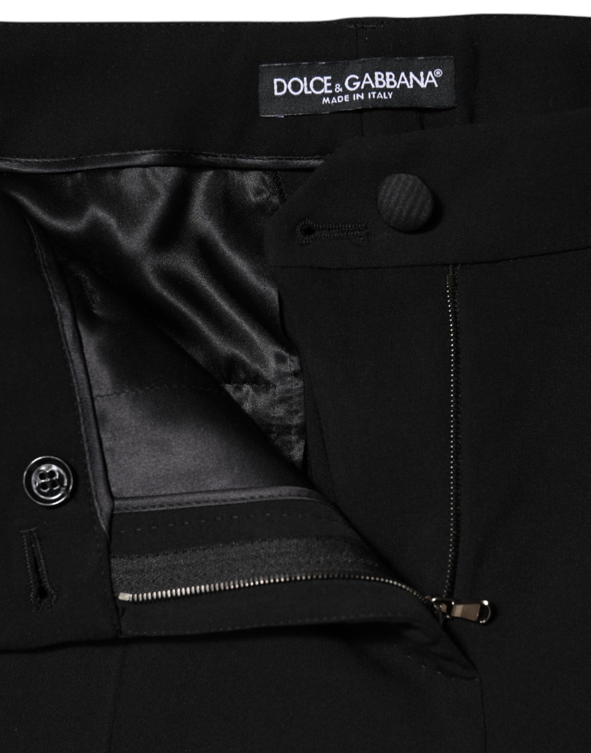 Dolce & Gabbana Black Wool High Waist Tapered Pants Dolce & Gabbana