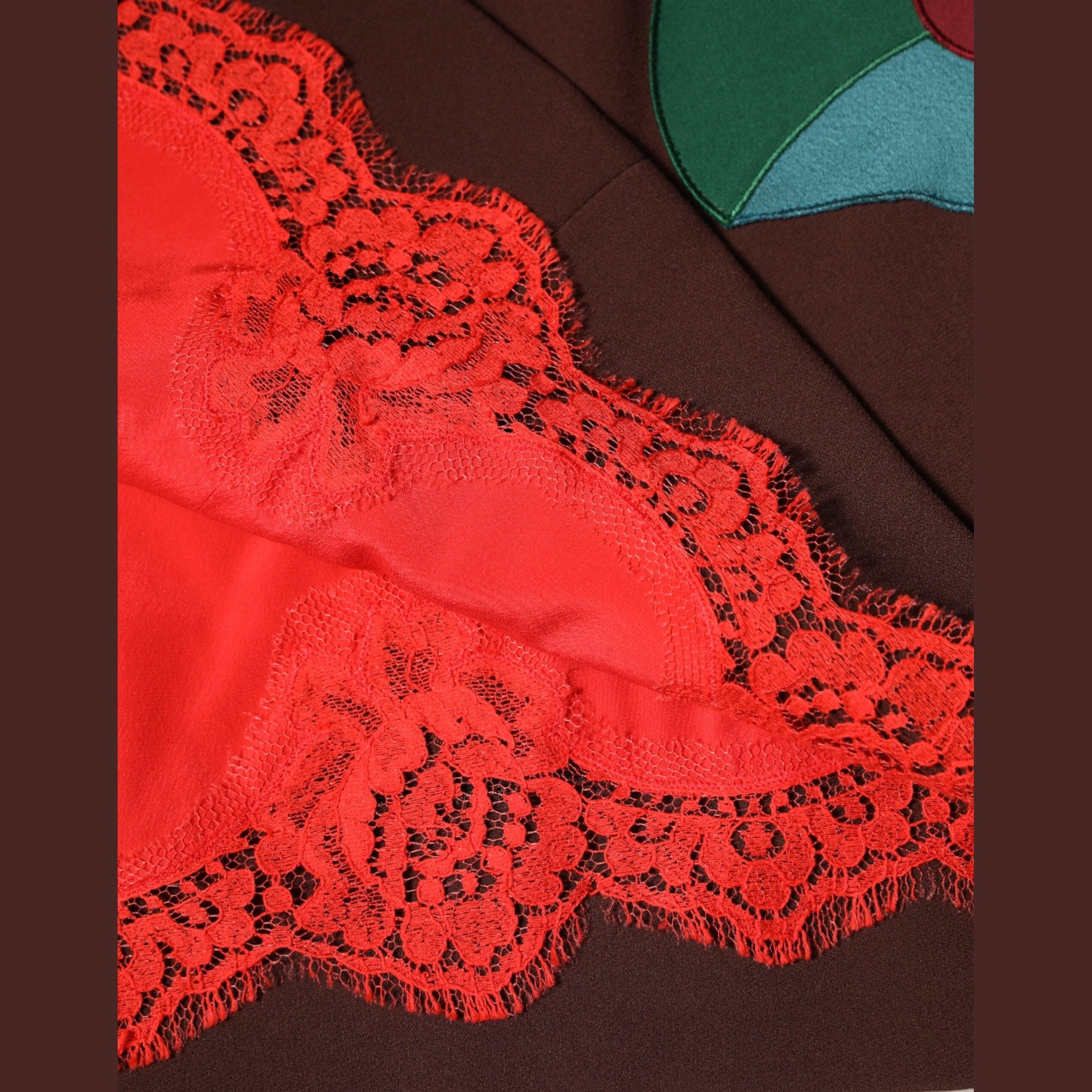 Dolce & Gabbana Brown Floral High Waist Side Slit Skirt