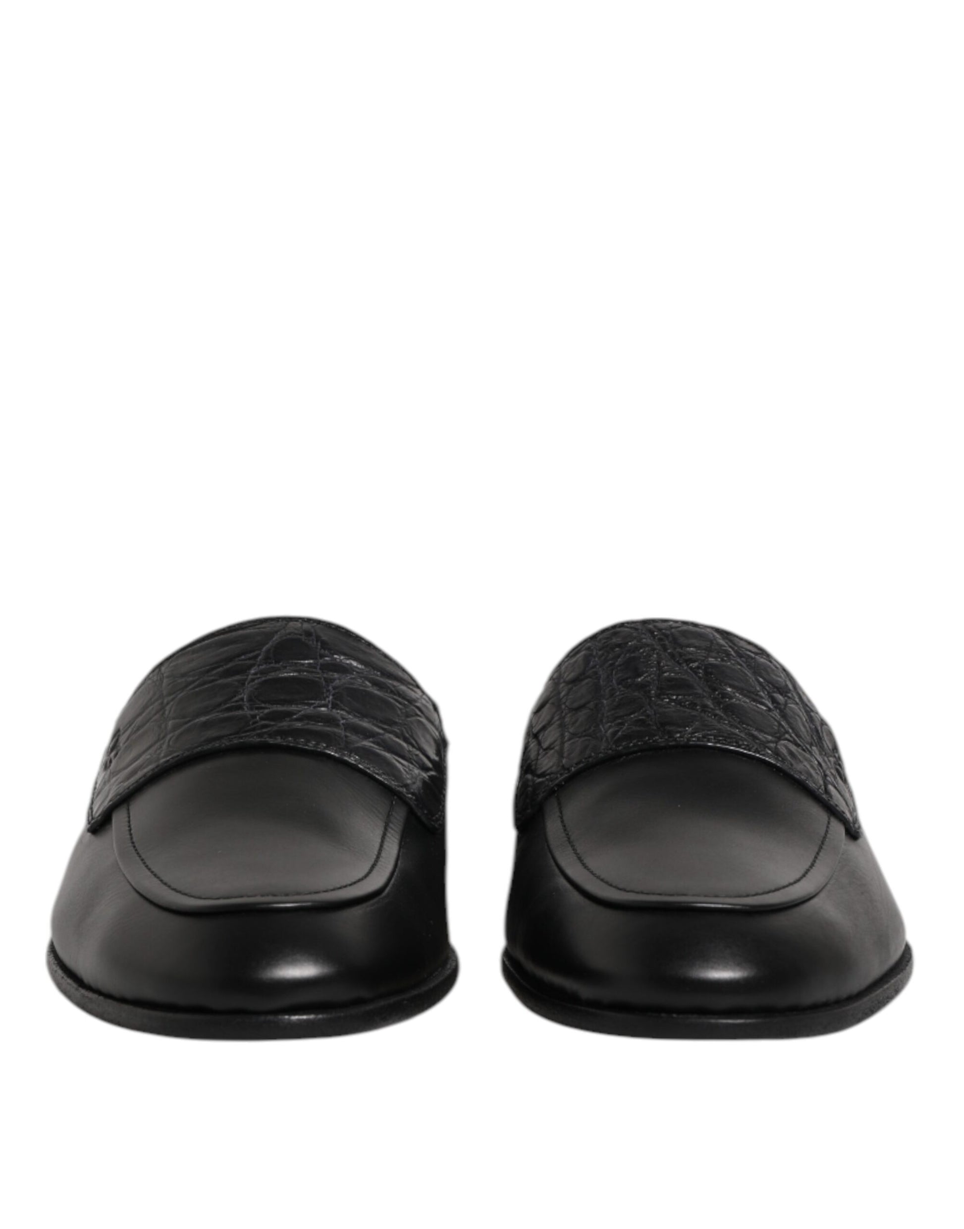 Dolce & Gabbana Black Calfskin Leather Slip On Loafers Shoes Dolce & Gabbana