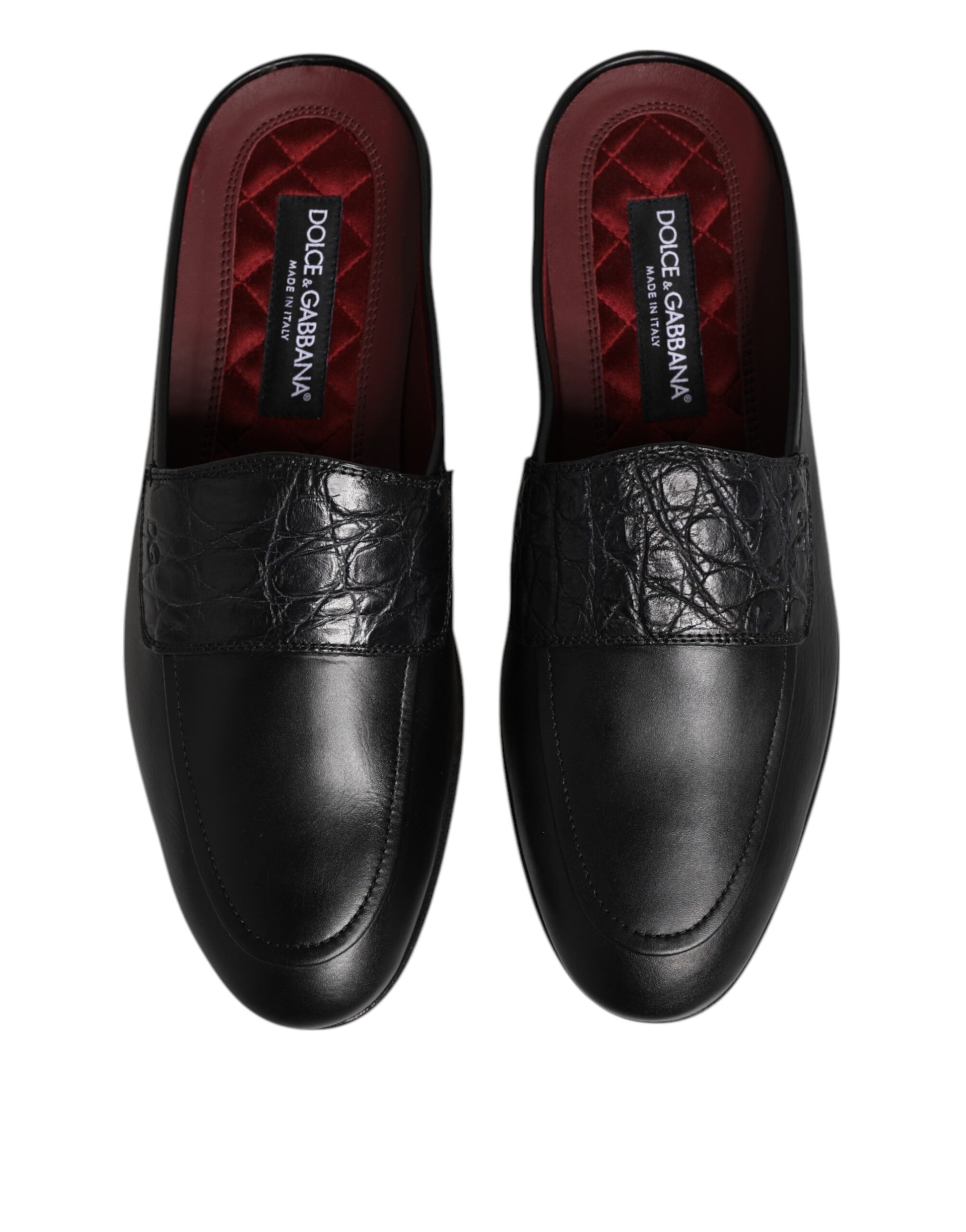 Dolce & Gabbana Black Calfskin Leather Slip On Loafers Shoes Dolce & Gabbana