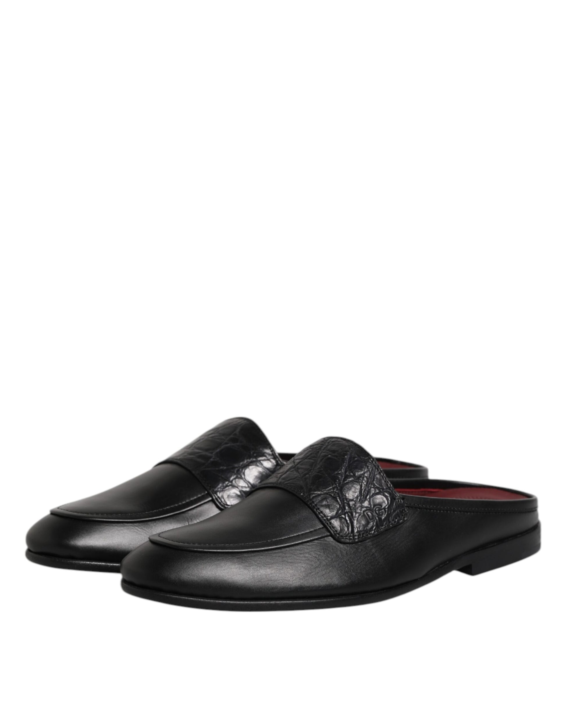 Dolce & Gabbana Black Calfskin Leather Slip On Loafers Shoes Dolce & Gabbana