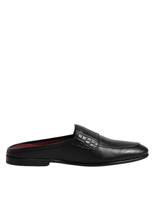 Dolce & Gabbana Black Calfskin Leather Slip On Loafers Shoes Dolce & Gabbana