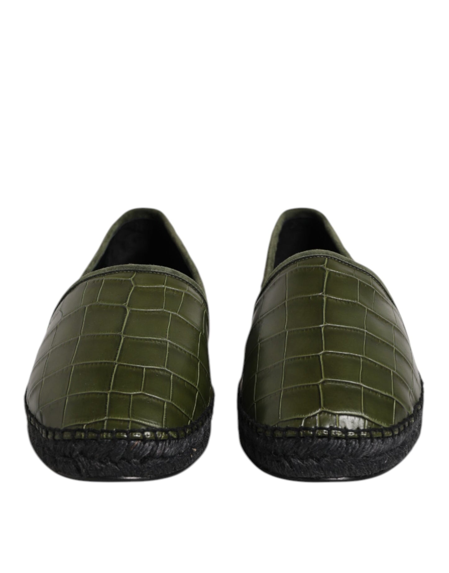 Dolce & Gabbana Green Exotic Leather Espadrilles Slip On Shoes Dolce & Gabbana