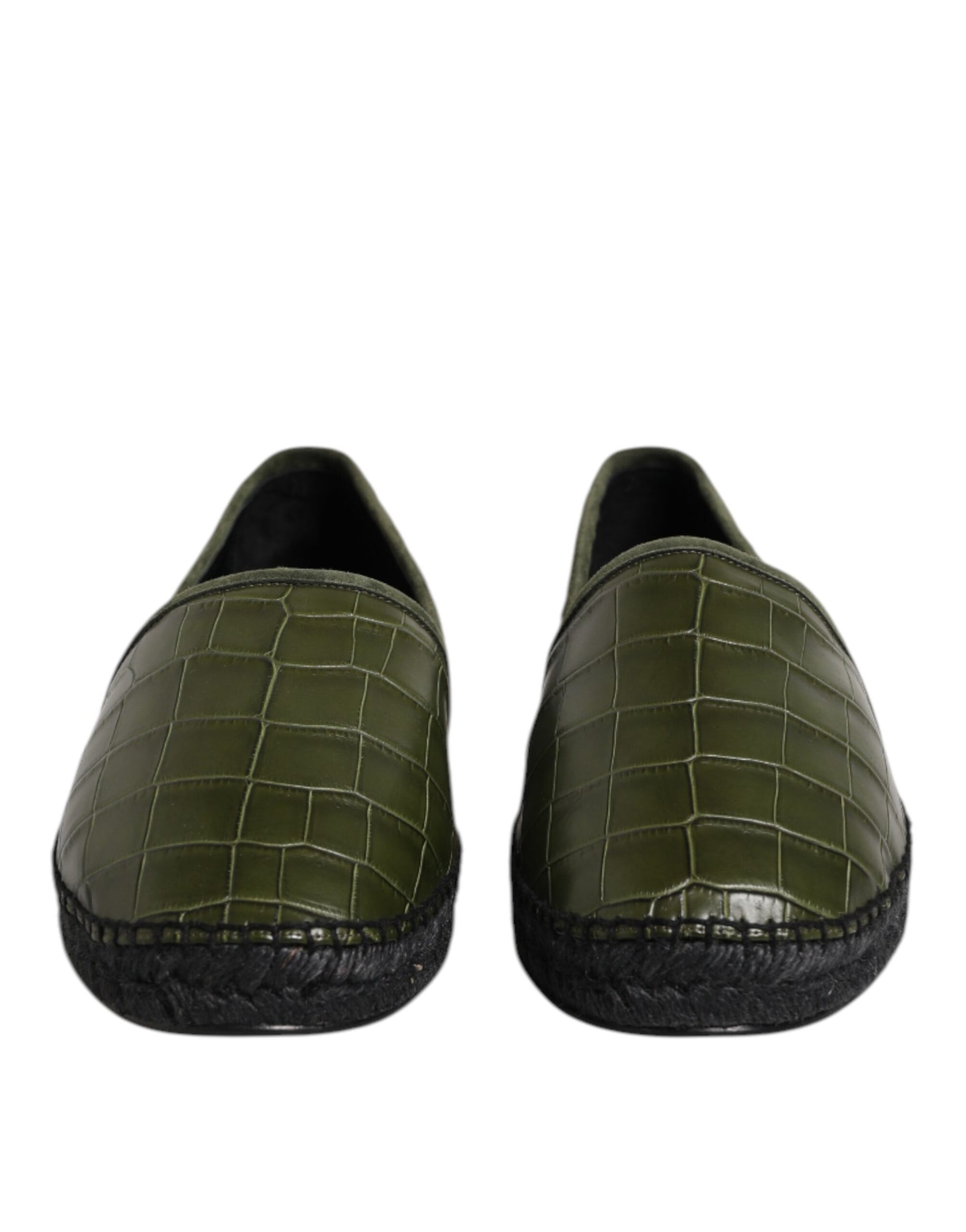Dolce & Gabbana Green Exotic Leather Espadrilles Slip On Shoes Dolce & Gabbana