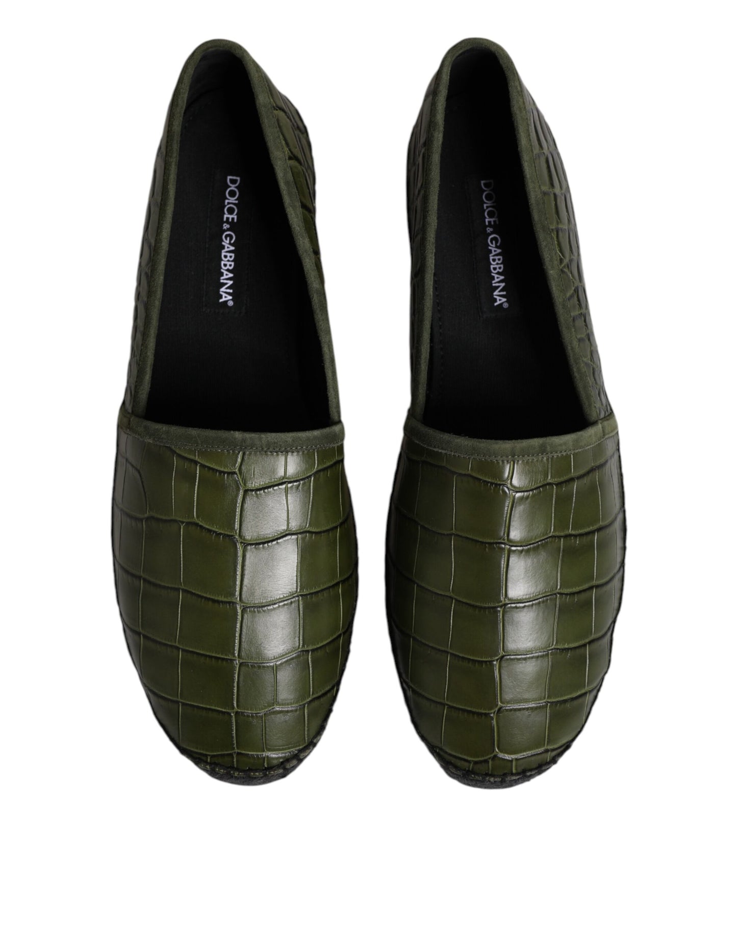 Dolce & Gabbana Green Exotic Leather Espadrilles Slip On Shoes Dolce & Gabbana