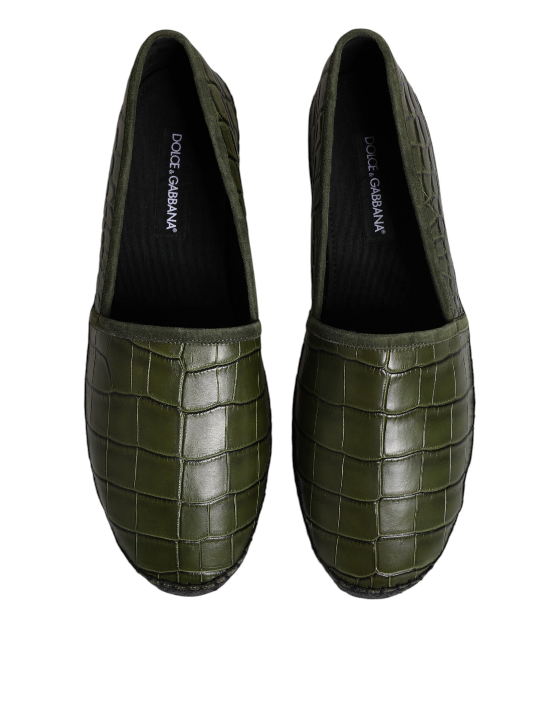Dolce & Gabbana Green Exotic Leather Espadrilles Slip On Shoes Dolce & Gabbana