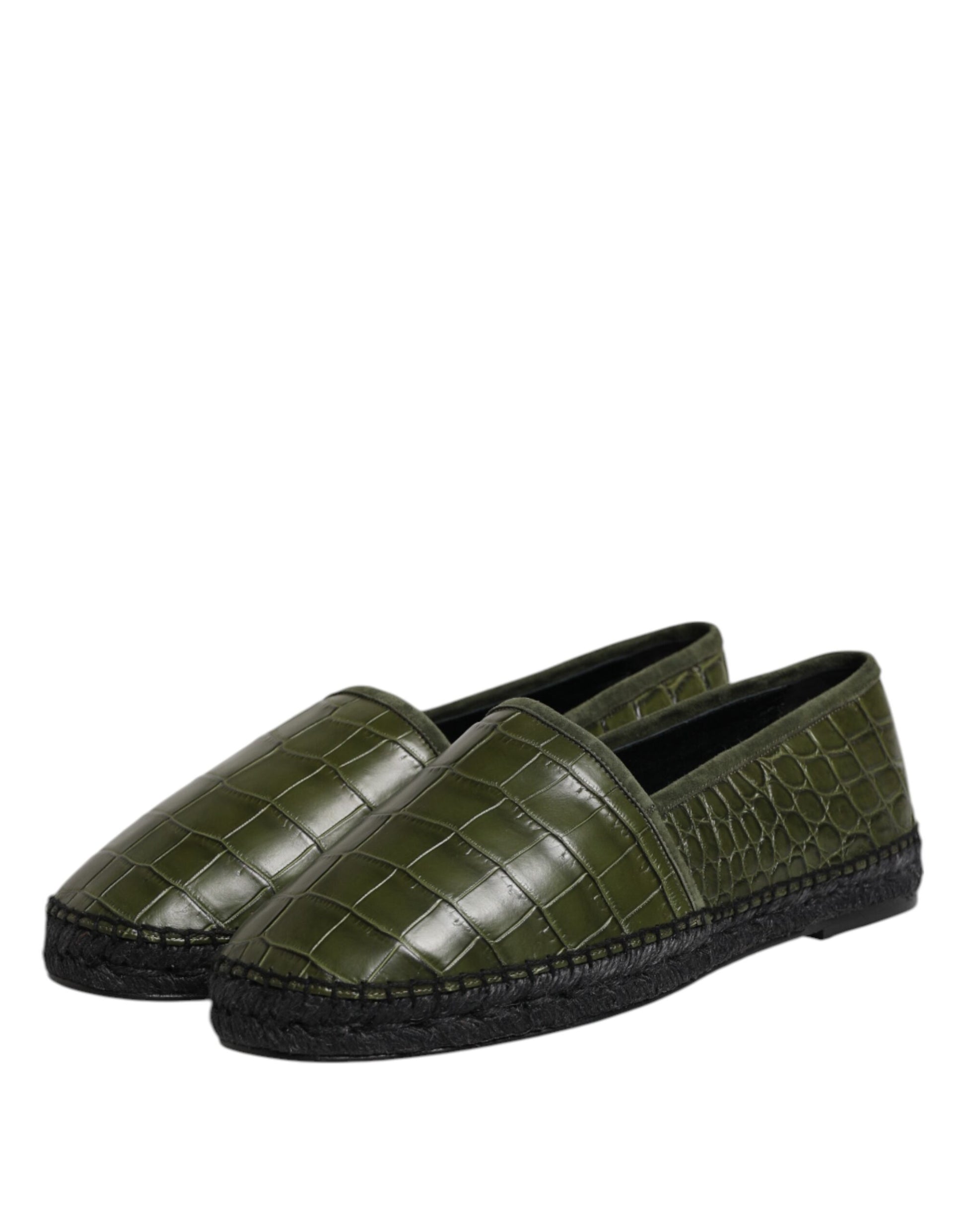 Dolce & Gabbana Green Exotic Leather Espadrilles Slip On Shoes Dolce & Gabbana