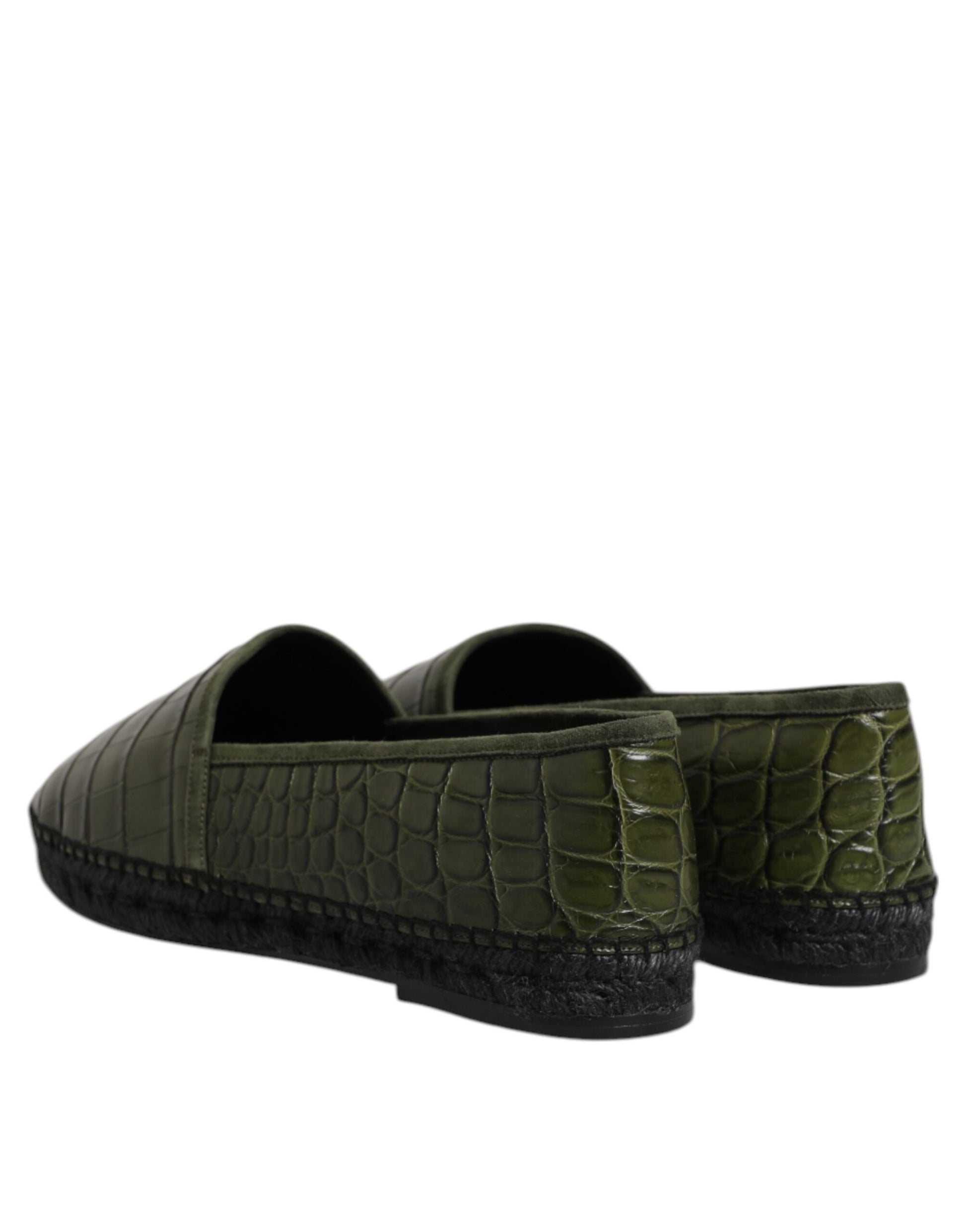 Dolce & Gabbana Green Exotic Leather Espadrilles Slip On Shoes Dolce & Gabbana