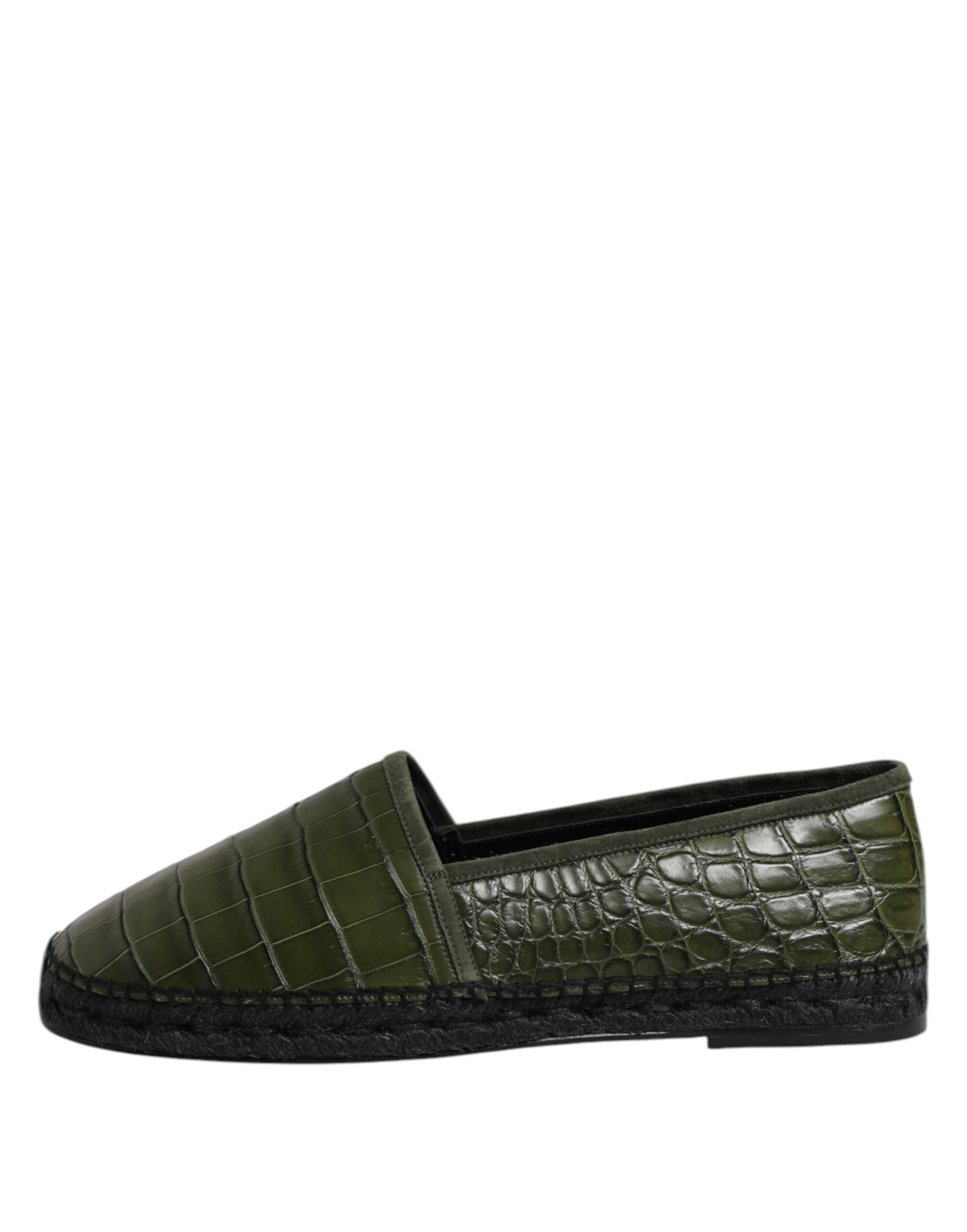 Dolce & Gabbana Green Exotic Leather Espadrilles Slip On Shoes Dolce & Gabbana