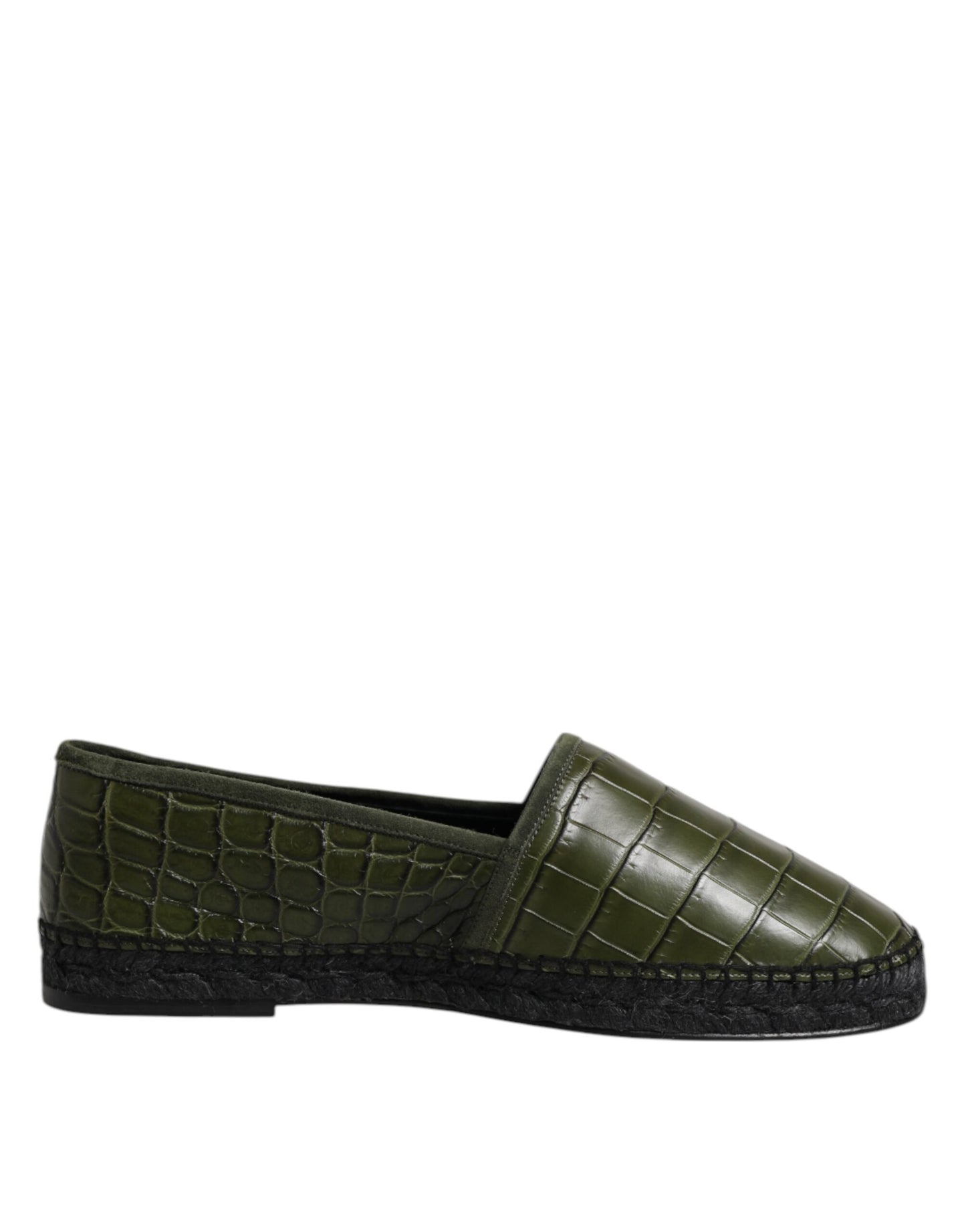 Dolce & Gabbana Green Exotic Leather Espadrilles Slip On Shoes Dolce & Gabbana