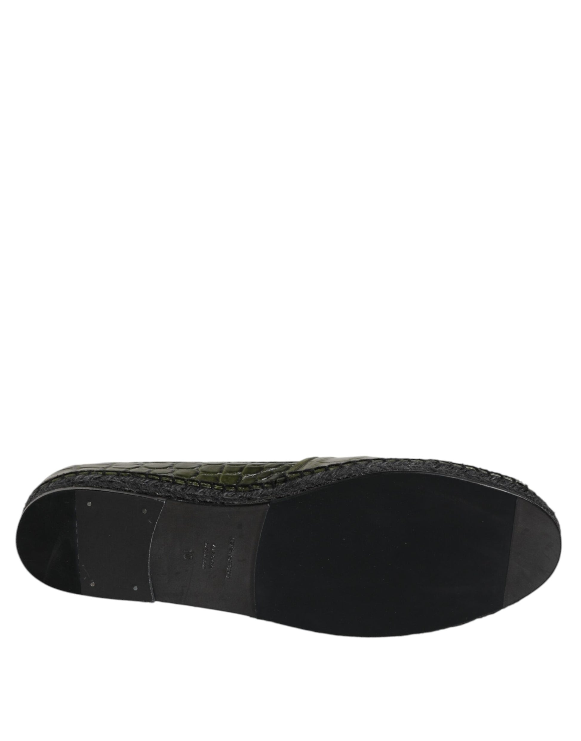 Dolce & Gabbana Green Exotic Leather Espadrilles Slip On Shoes Dolce & Gabbana