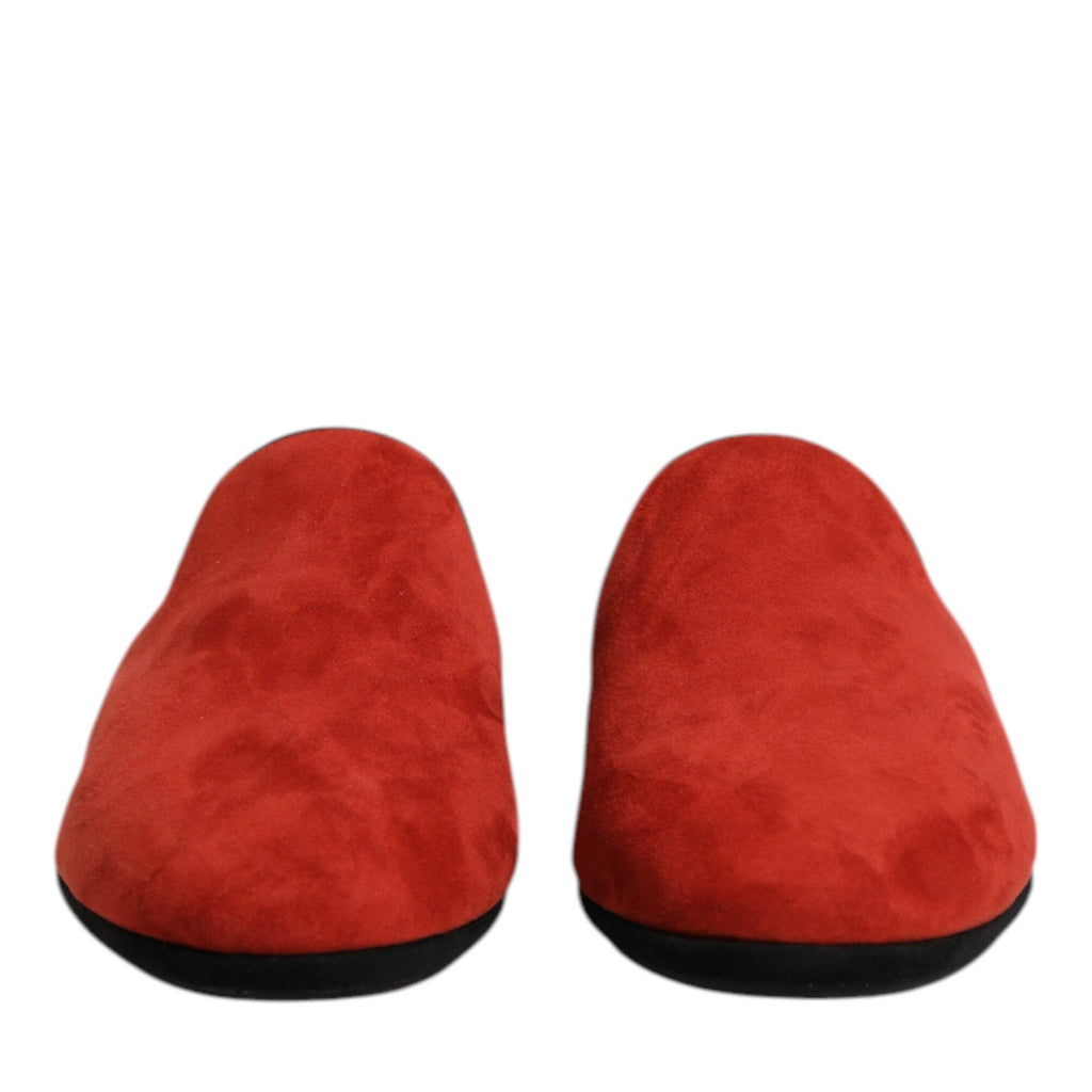 Dolce & Gabbana Orange Suede Slides Flat Slipper Shoes