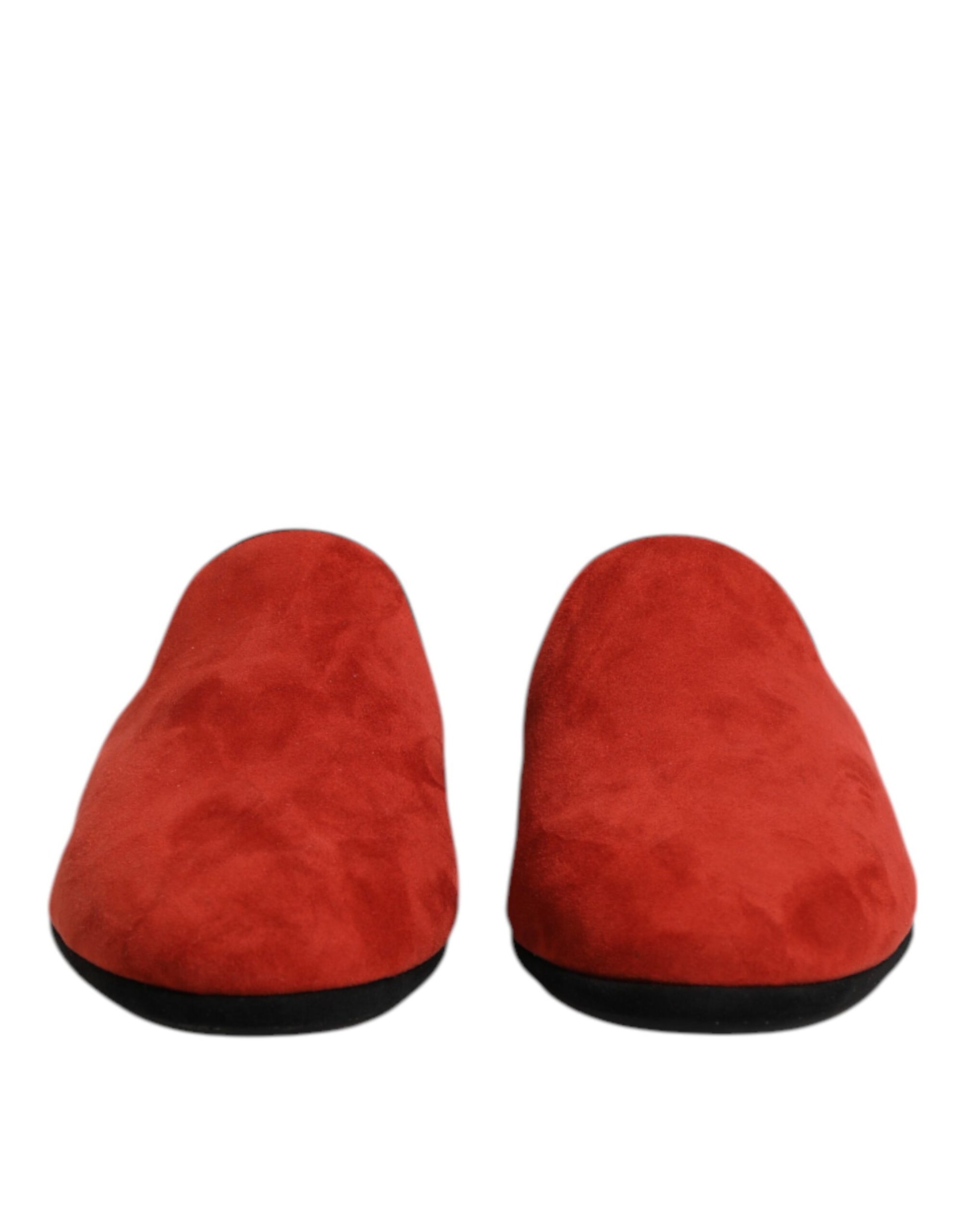 Dolce & Gabbana Orange Suede Slides Flat Slipper Shoes Dolce & Gabbana