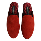 Dolce & Gabbana Orange Suede Slides Flat Slipper Shoes