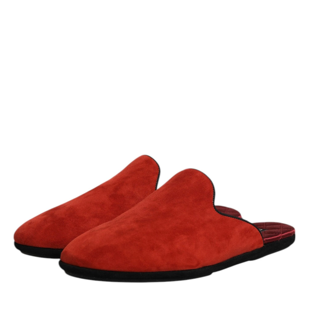 Dolce & Gabbana Orange Suede Slides Flat Slipper Shoes