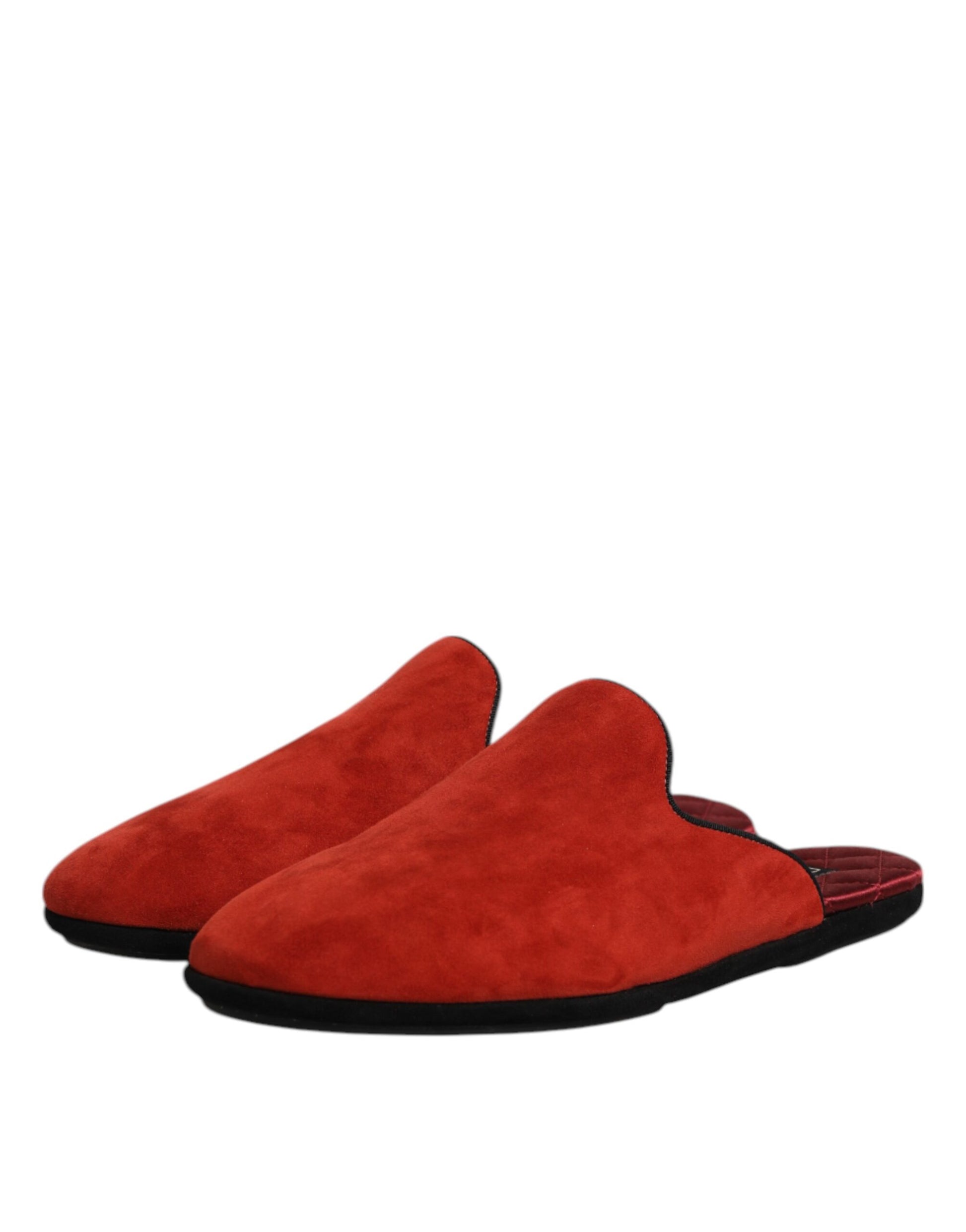 Dolce & Gabbana Orange Suede Slides Flat Slipper Shoes Dolce & Gabbana