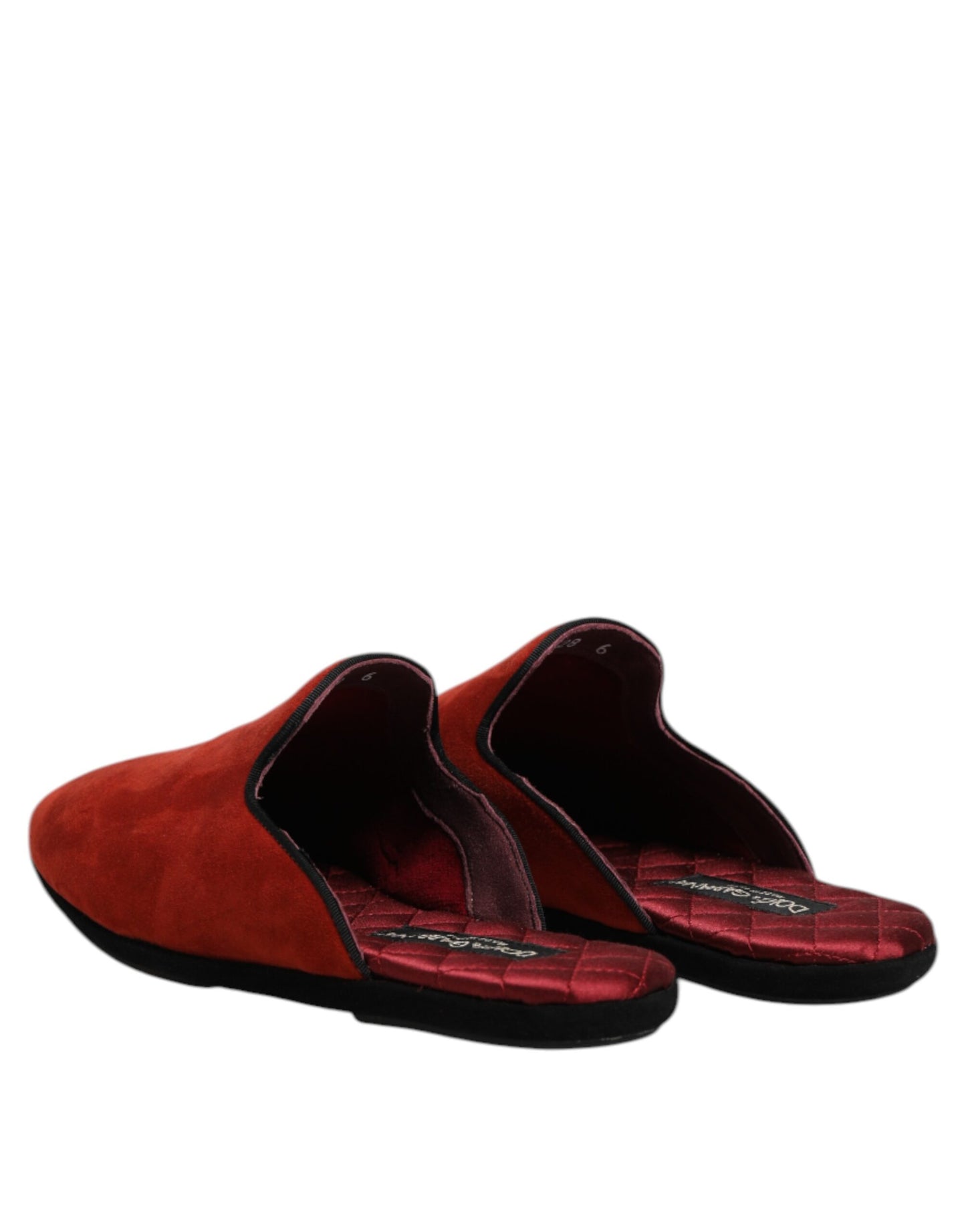 Dolce & Gabbana Orange Suede Slides Flat Slipper Shoes Dolce & Gabbana