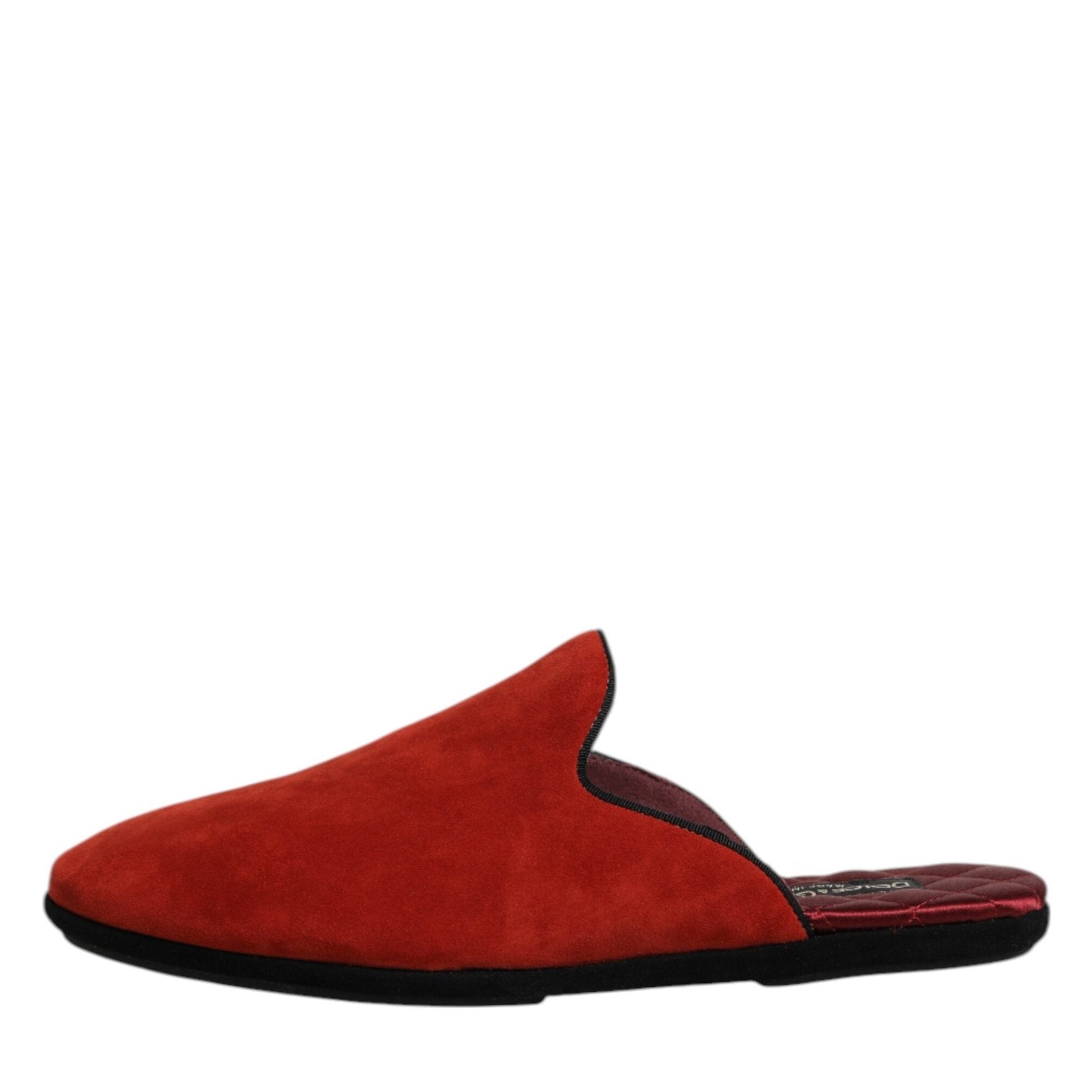 Dolce & Gabbana Orange Suede Slides Flat Slipper Shoes