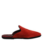 Dolce & Gabbana Orange Suede Slides Flat Slipper Shoes