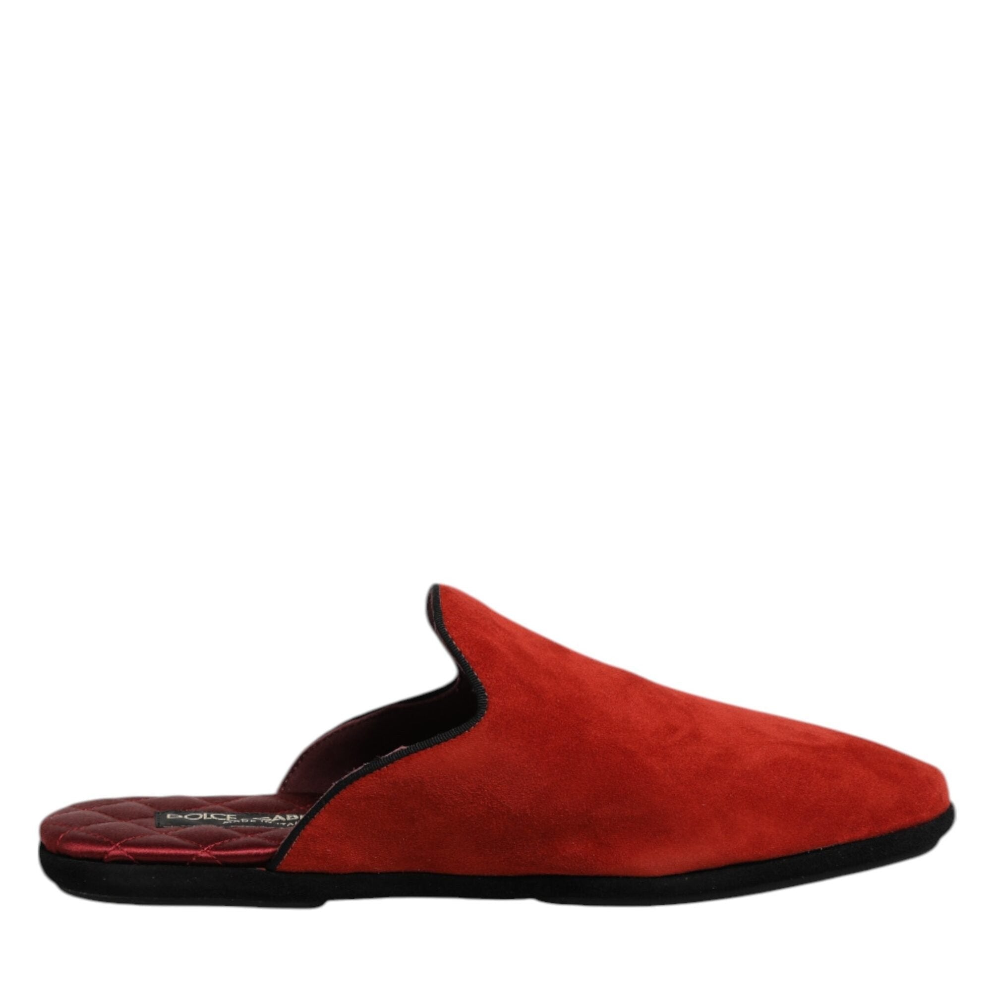Dolce & Gabbana Orange Suede Slides Flat Slipper Shoes