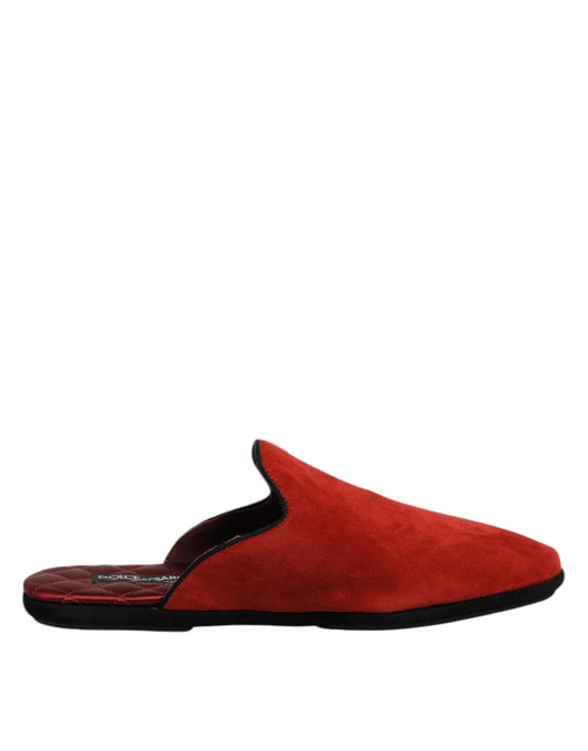 Dolce & Gabbana Orange Suede Slides Flat Slipper Shoes Dolce & Gabbana
