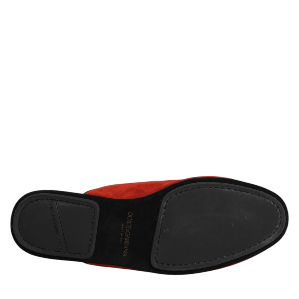 Dolce & Gabbana Orange Suede Slides Flat Slipper Shoes