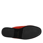 Dolce & Gabbana Orange Suede Slides Flat Slipper Shoes