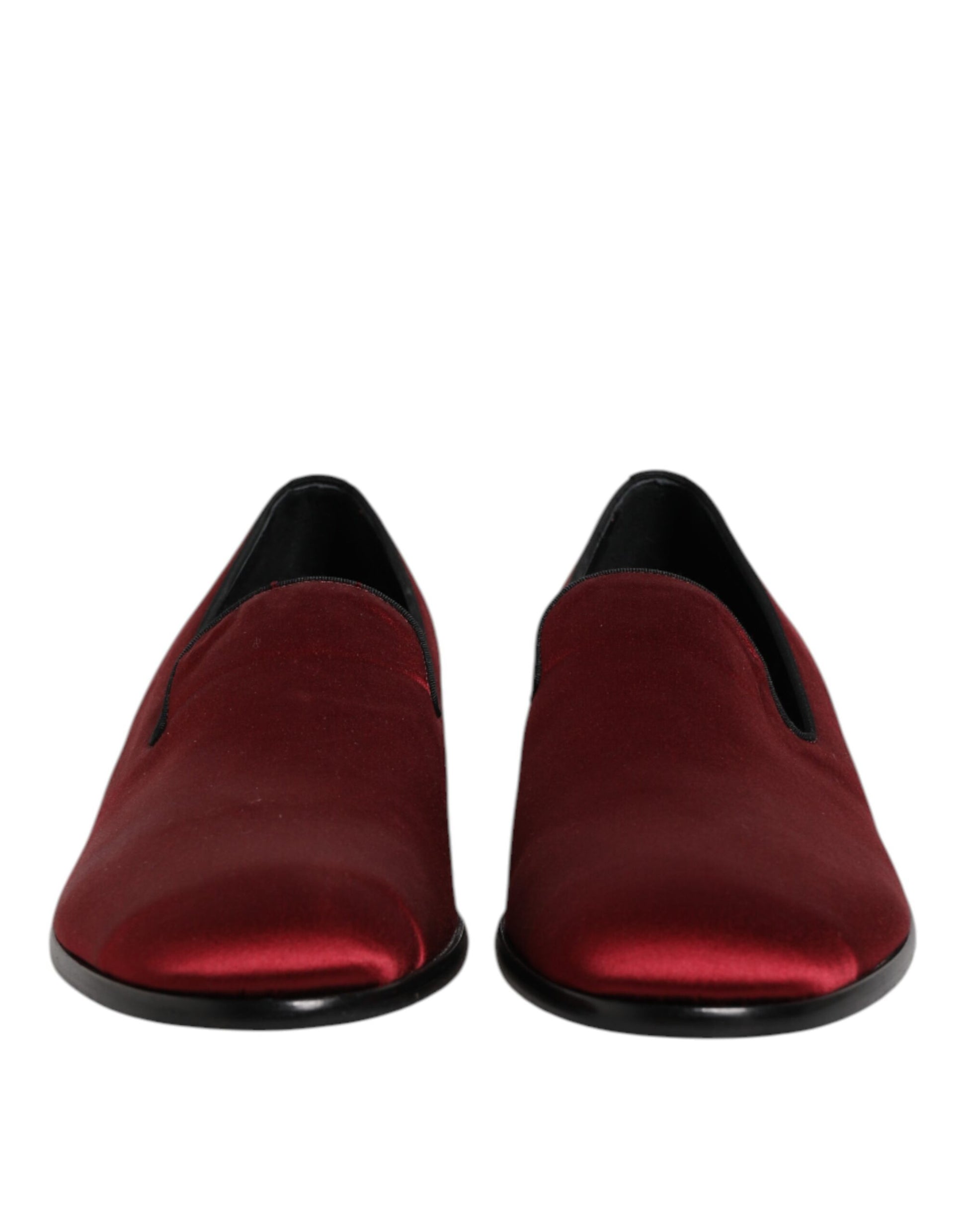 Dolce & Gabbana Red Velvet Slip On Loafers Formal Shoes Dolce & Gabbana