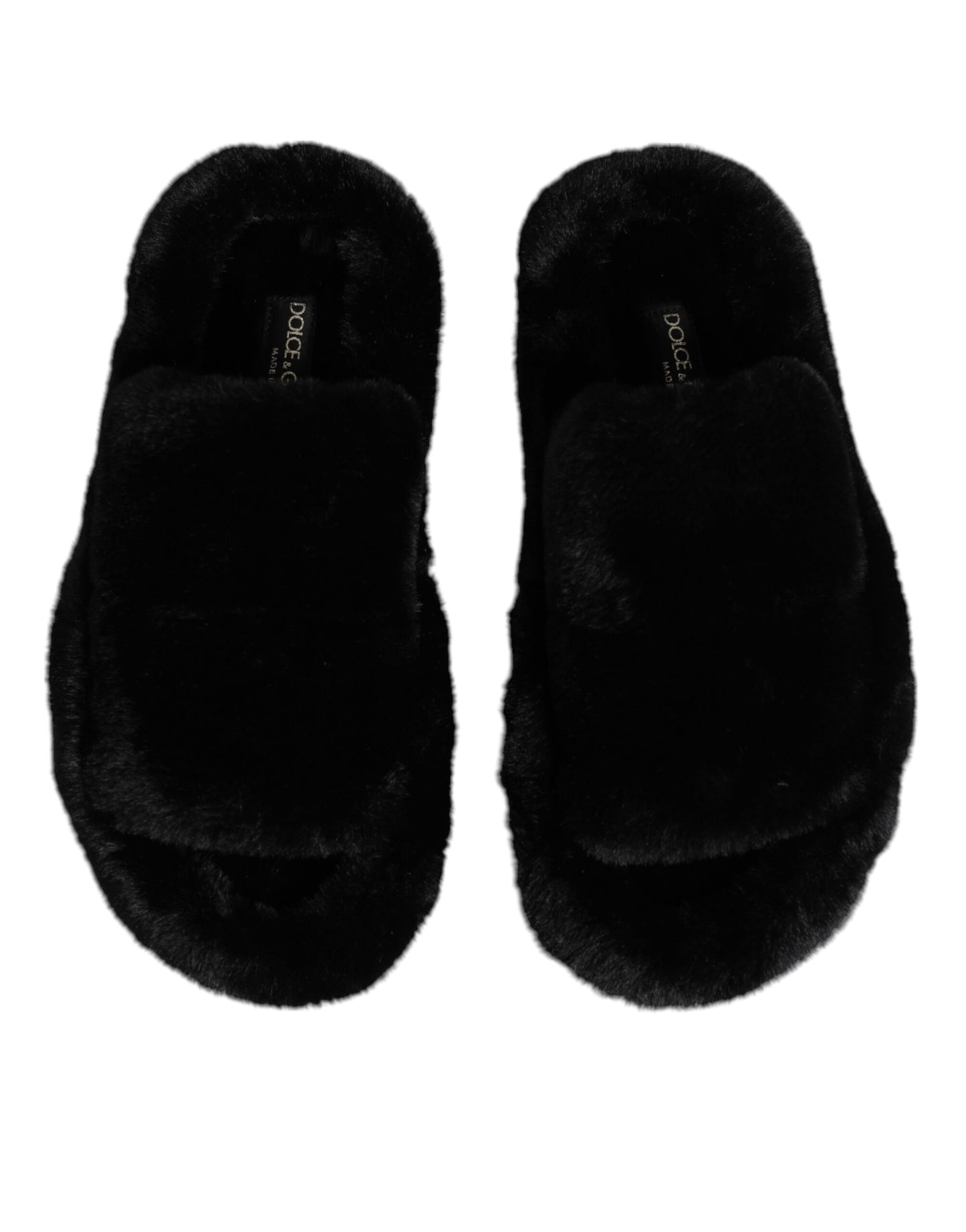 Dolce & Gabbana Black Polyester Velvet Slides Slipper Shoes Dolce & Gabbana