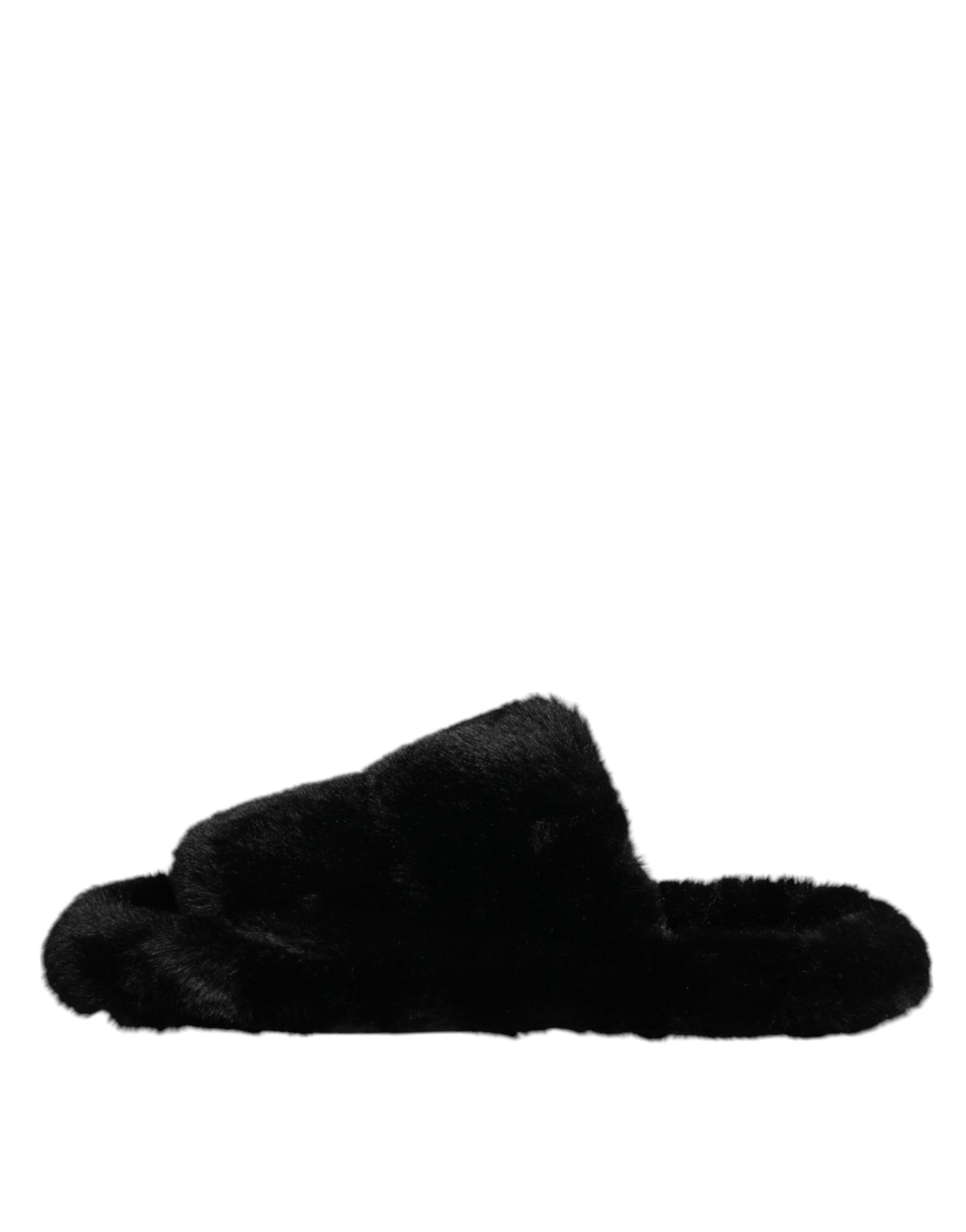 Dolce & Gabbana Black Polyester Velvet Slides Slipper Shoes Dolce & Gabbana