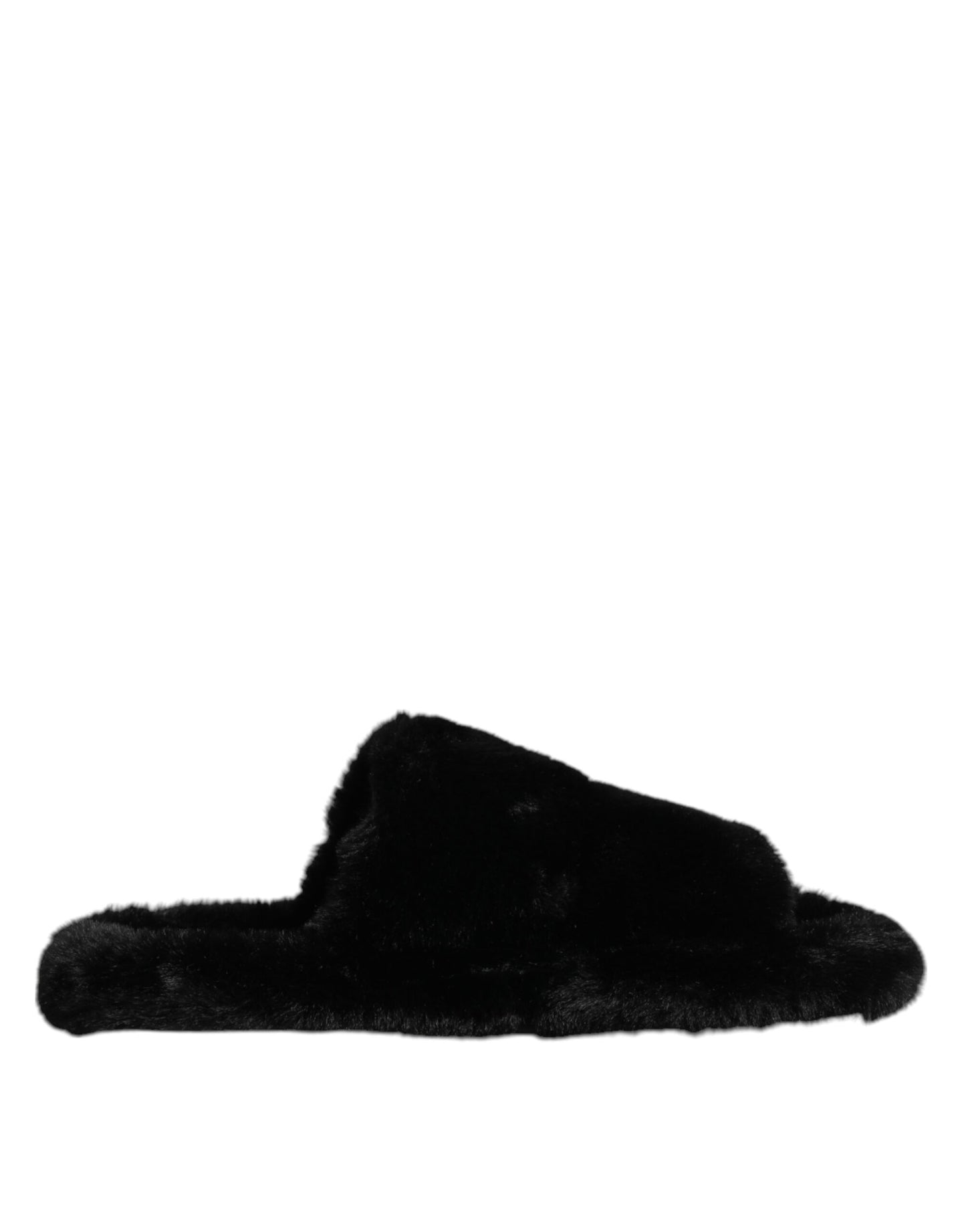 Dolce & Gabbana Black Polyester Velvet Slides Slipper Shoes Dolce & Gabbana