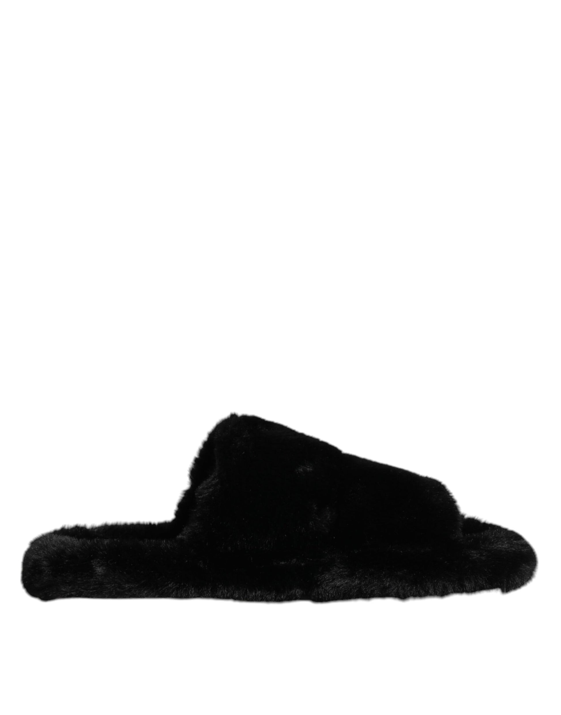 Dolce & Gabbana Black Polyester Velvet Slides Slipper Shoes Dolce & Gabbana