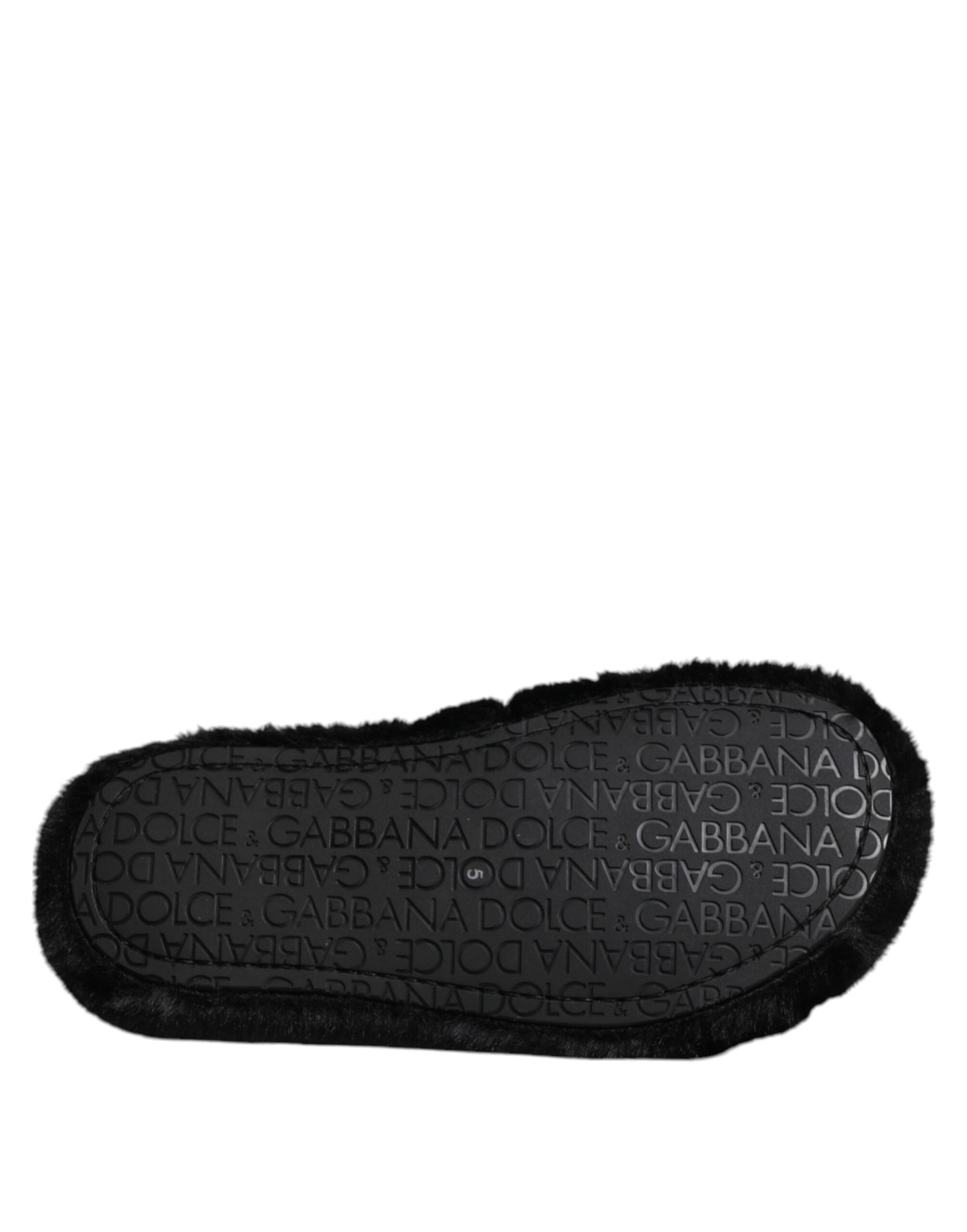 Dolce & Gabbana Black Polyester Velvet Slides Slipper Shoes Dolce & Gabbana
