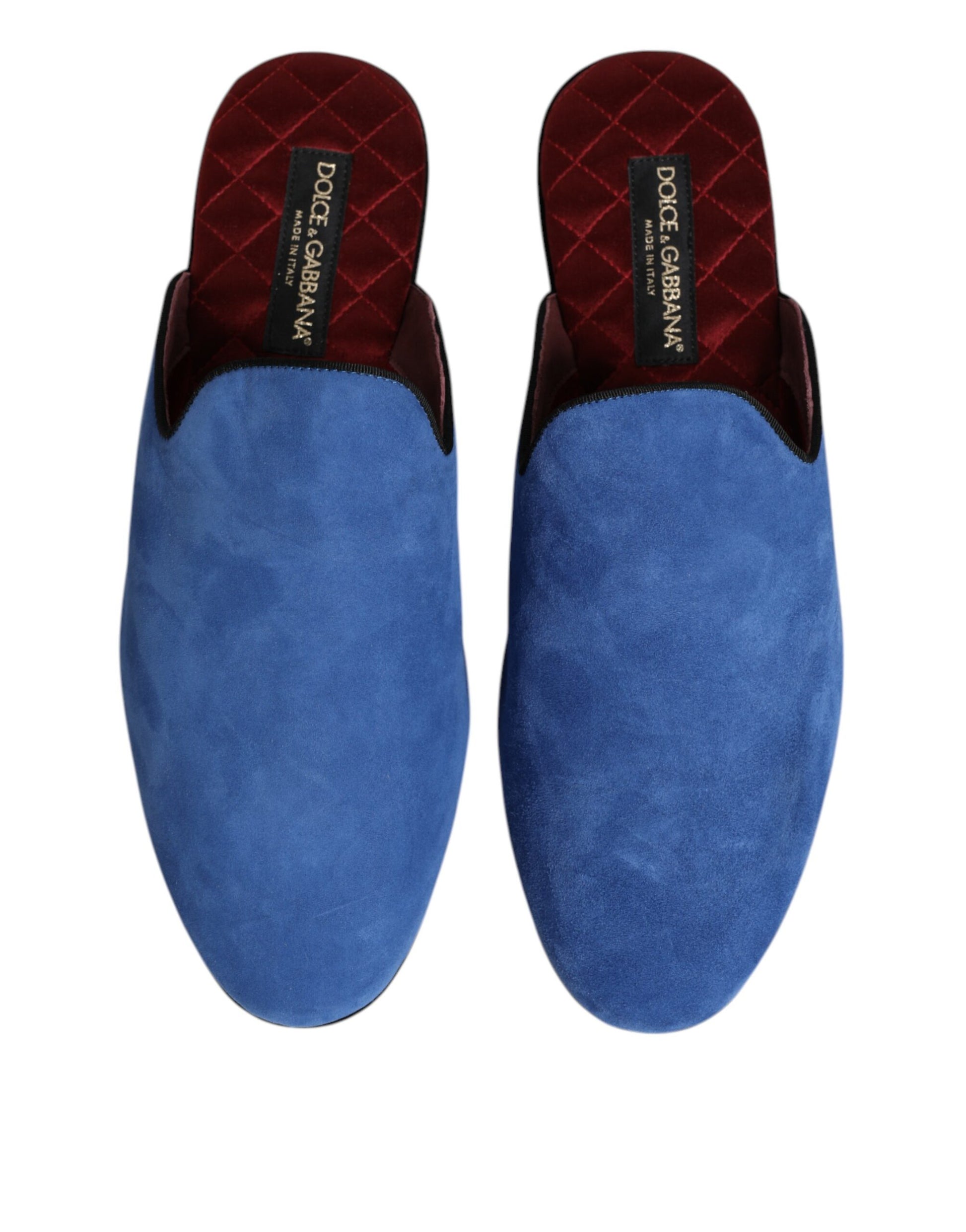Dolce & Gabbana Blue Suede Capra Slides Flat Slipper Shoes Dolce & Gabbana