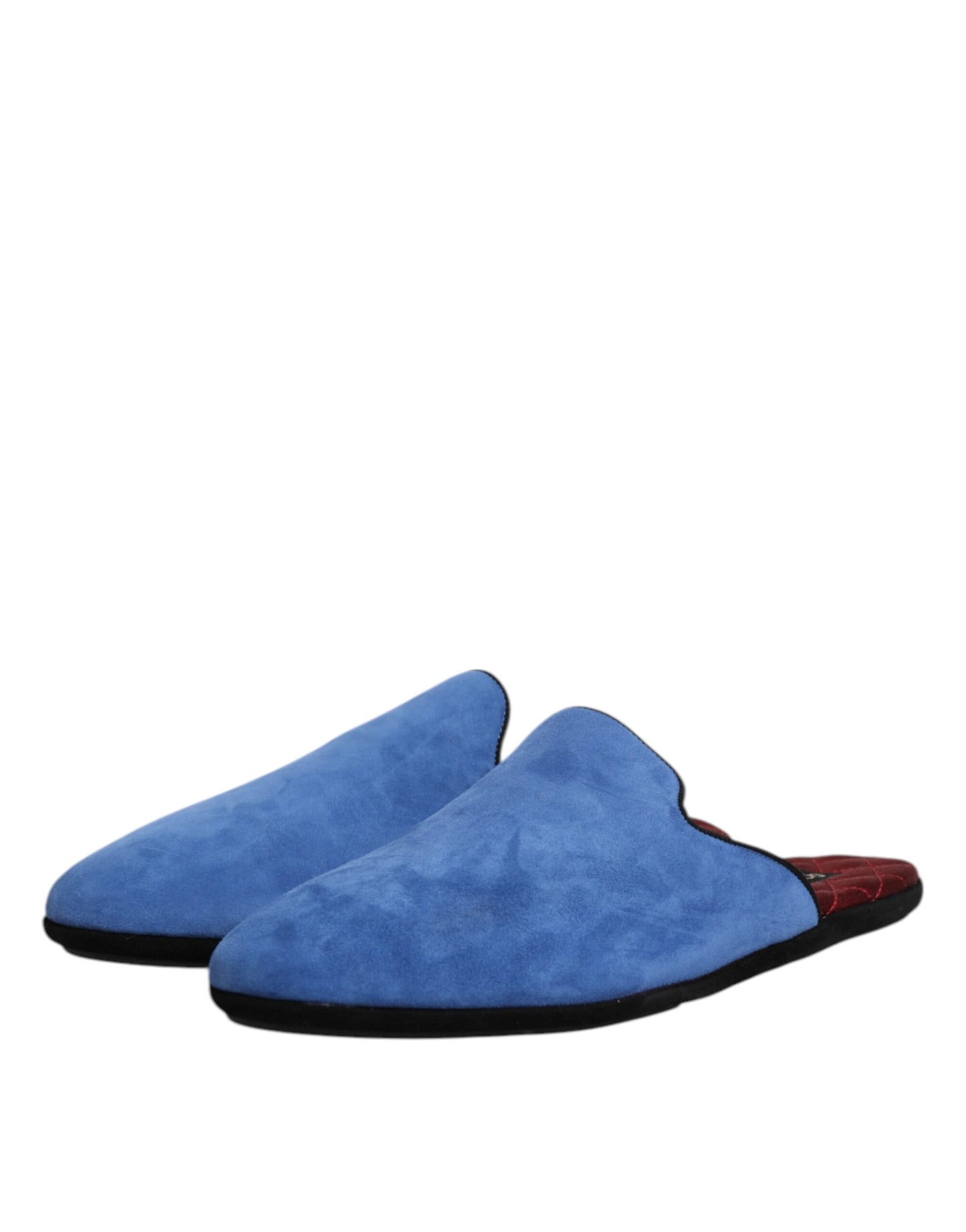 Dolce & Gabbana Blue Suede Capra Slides Flat Slipper Shoes Dolce & Gabbana